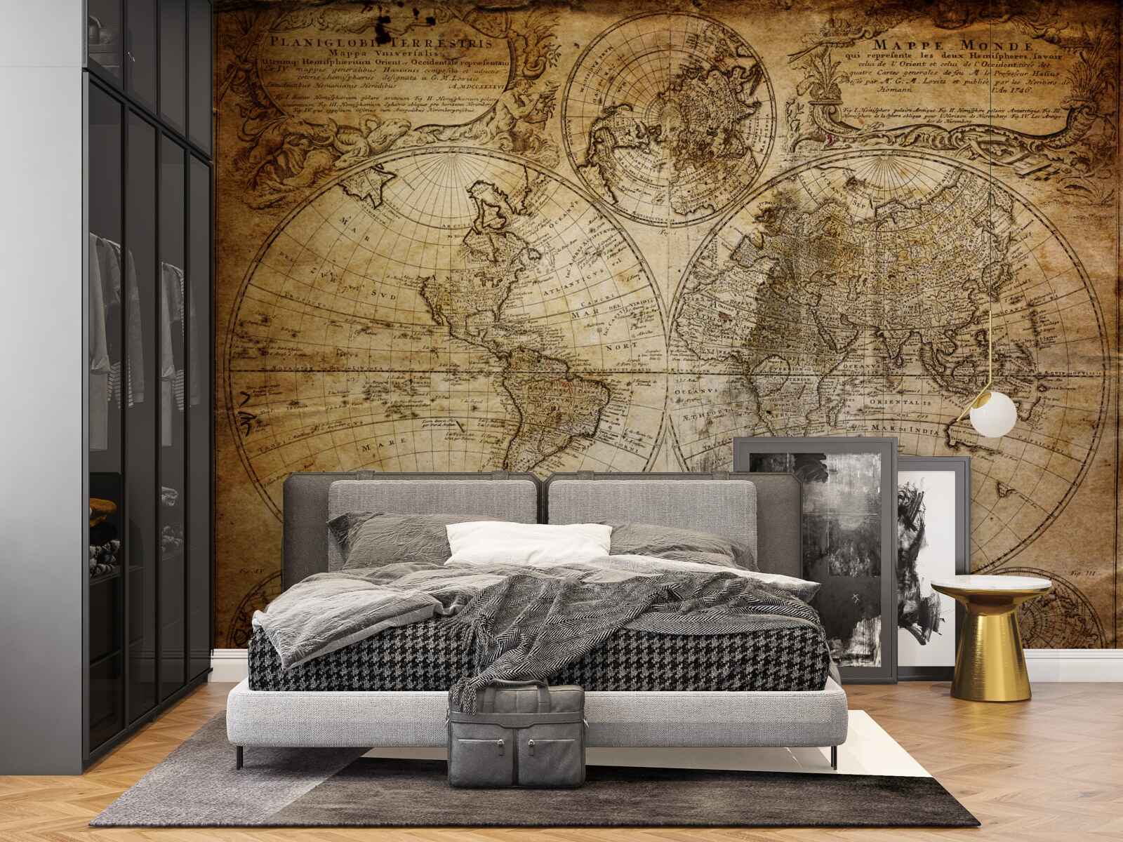 Фотошпалери старовинна карта з континентами та островами