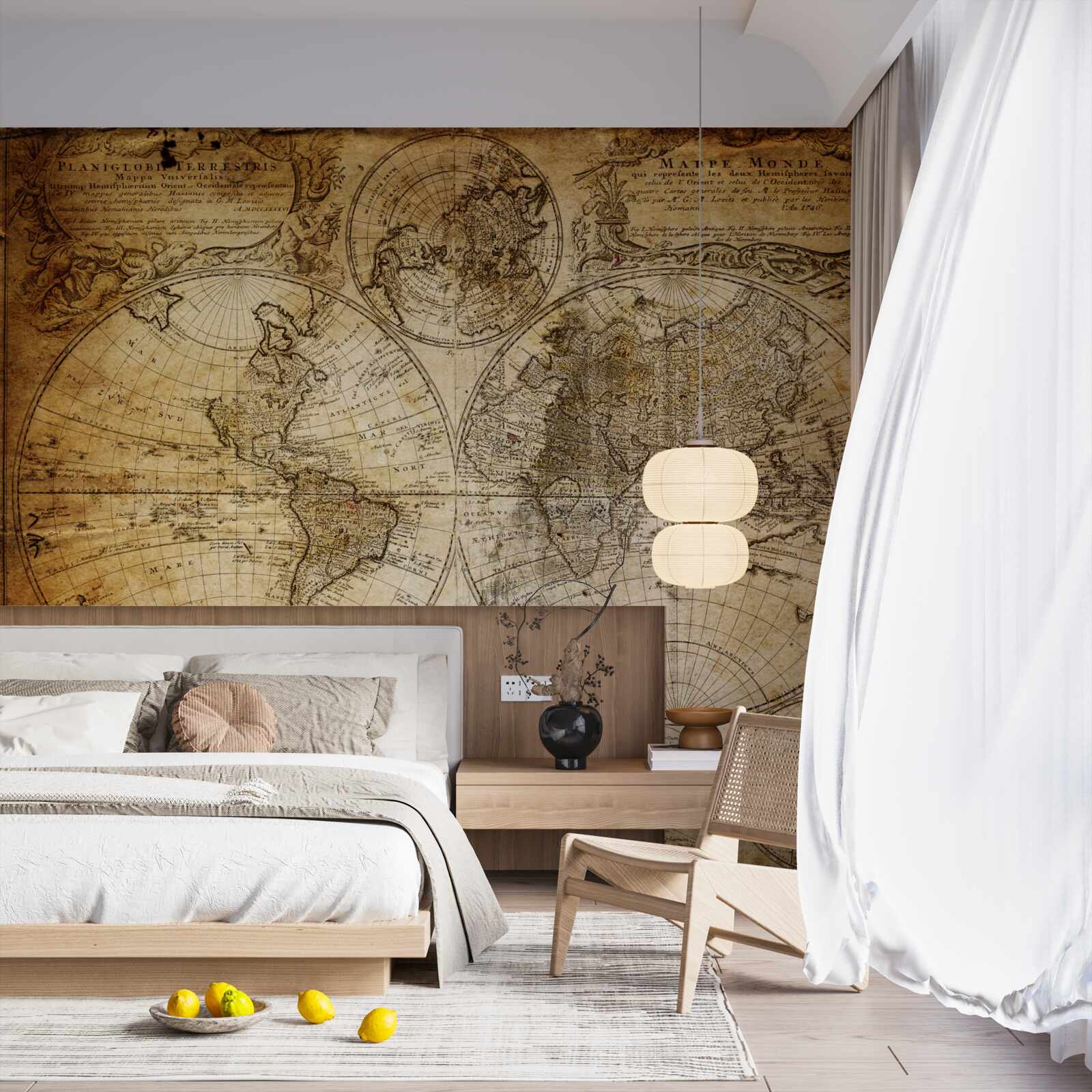 Фотошпалери старовинна карта з континентами та островами