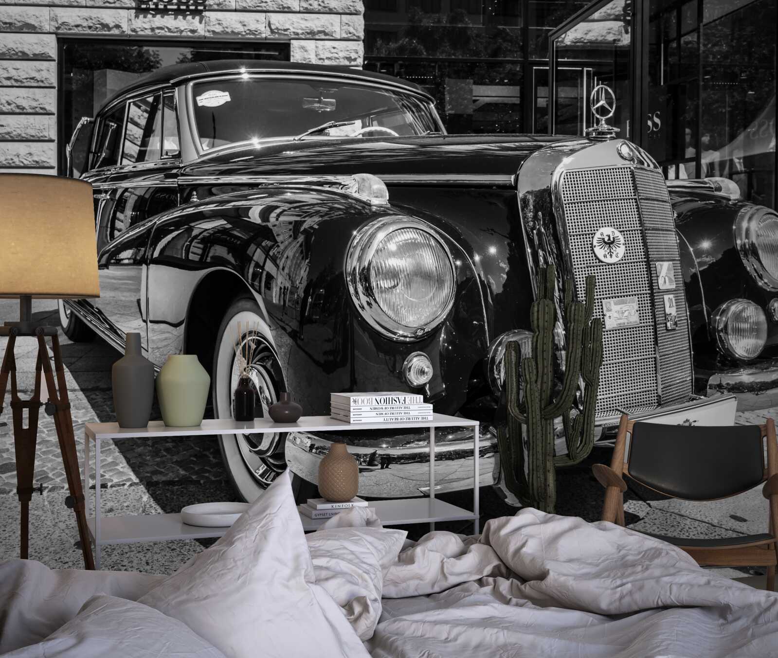 Фотошпалери ретро-автомобіль у чорно-білих тонах