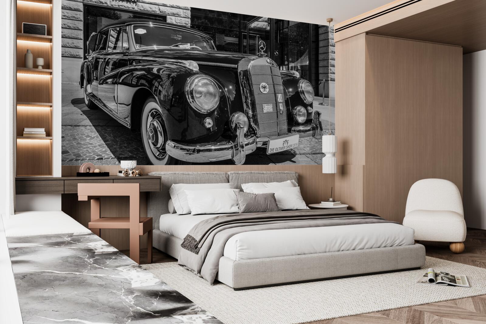 Фотошпалери ретро-автомобіль у чорно-білих тонах