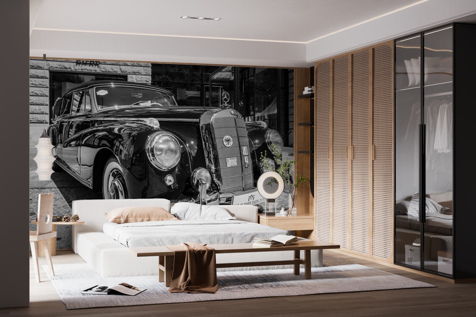 Фотошпалери ретро-автомобіль у чорно-білих тонах