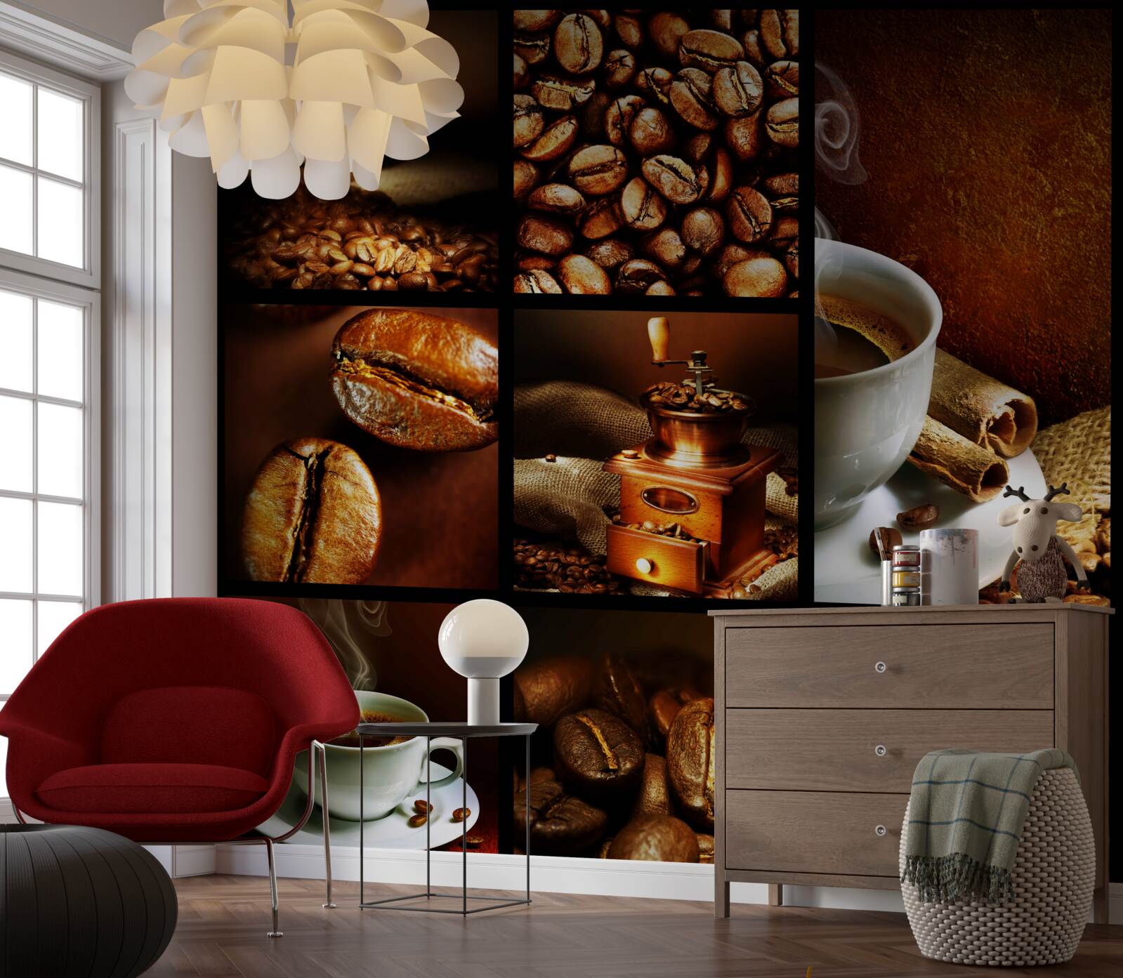 Фотошпалери склад кавових зерен і самого напою