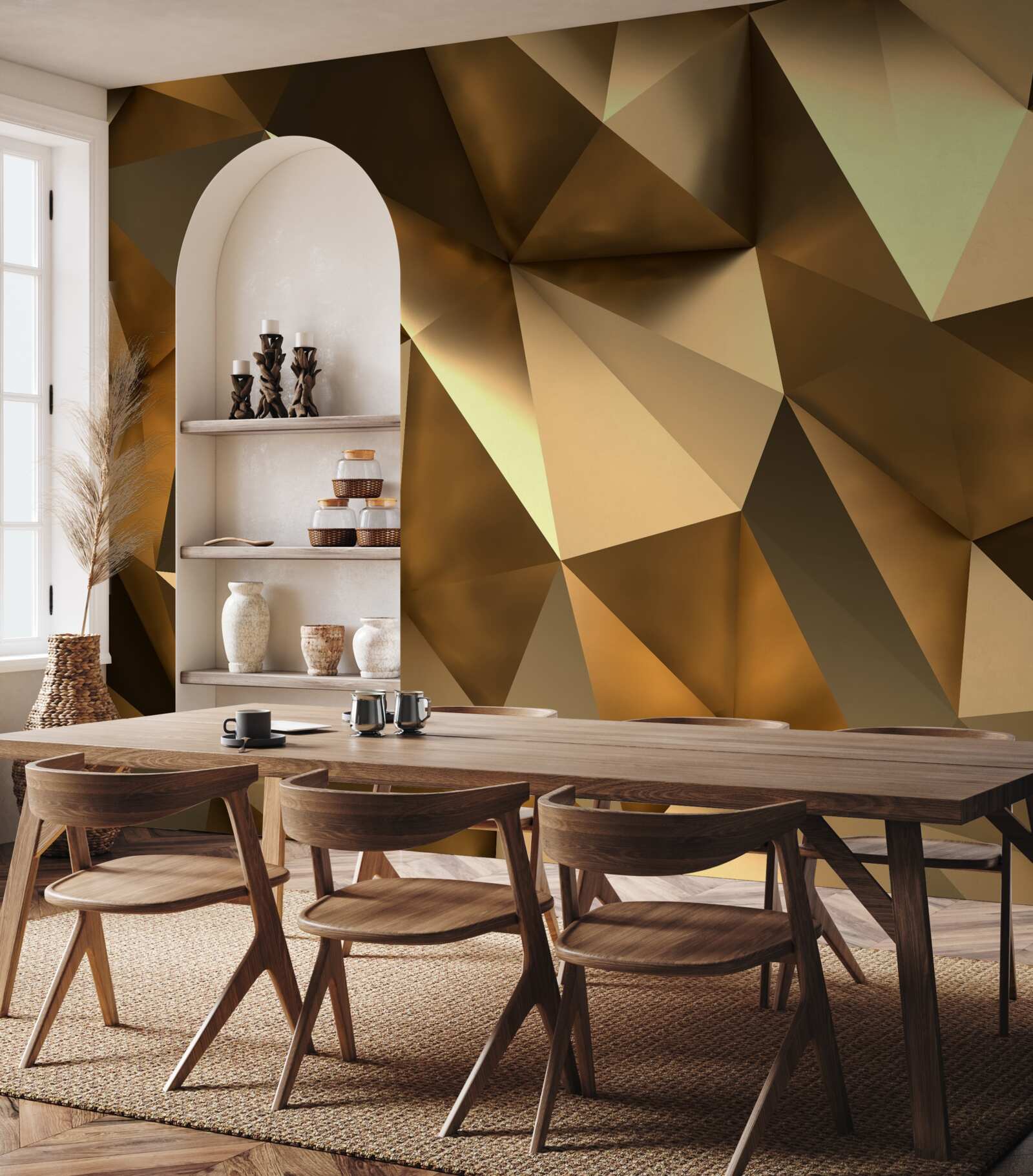 Фотошпалери золоті геометричні фігури