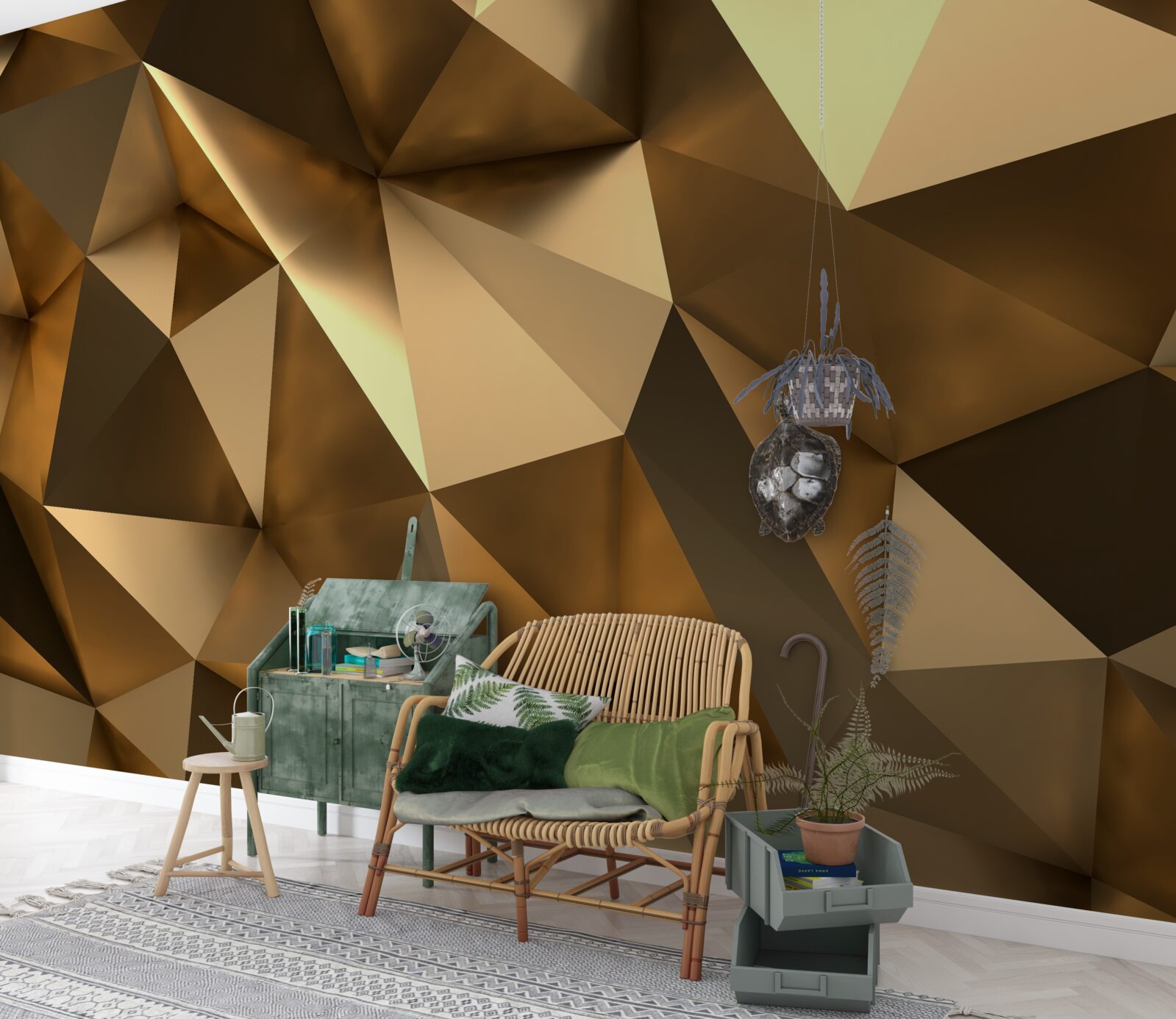 Фотошпалери золоті геометричні фігури