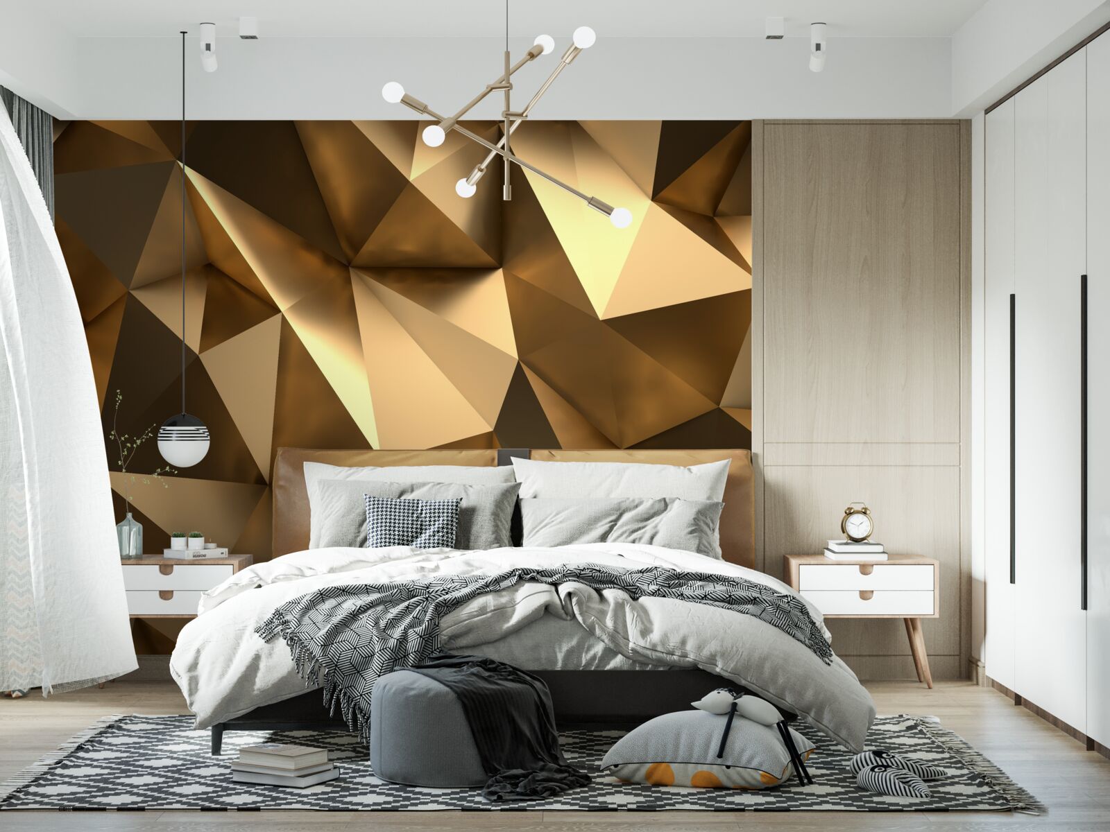 Фотошпалери золоті геометричні фігури