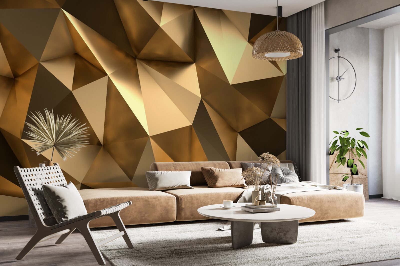 Фотошпалери золоті геометричні фігури