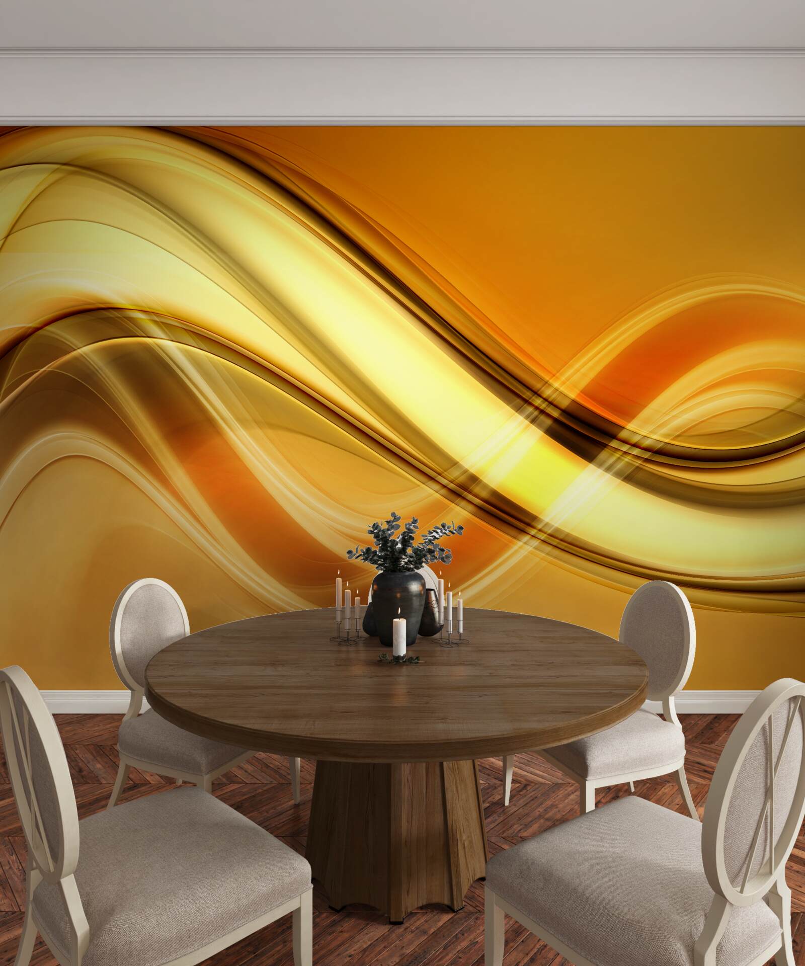 Фотошпалери лінії, що тягнуться до нескінченності на коричневій поверхні