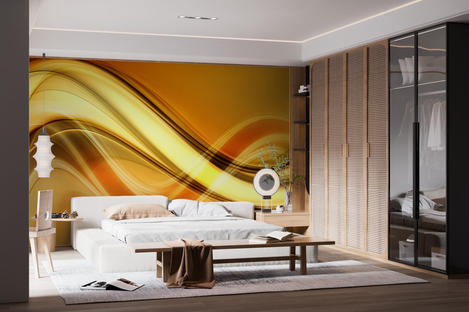 Фотошпалери лінії, що тягнуться до нескінченності на коричневій поверхні