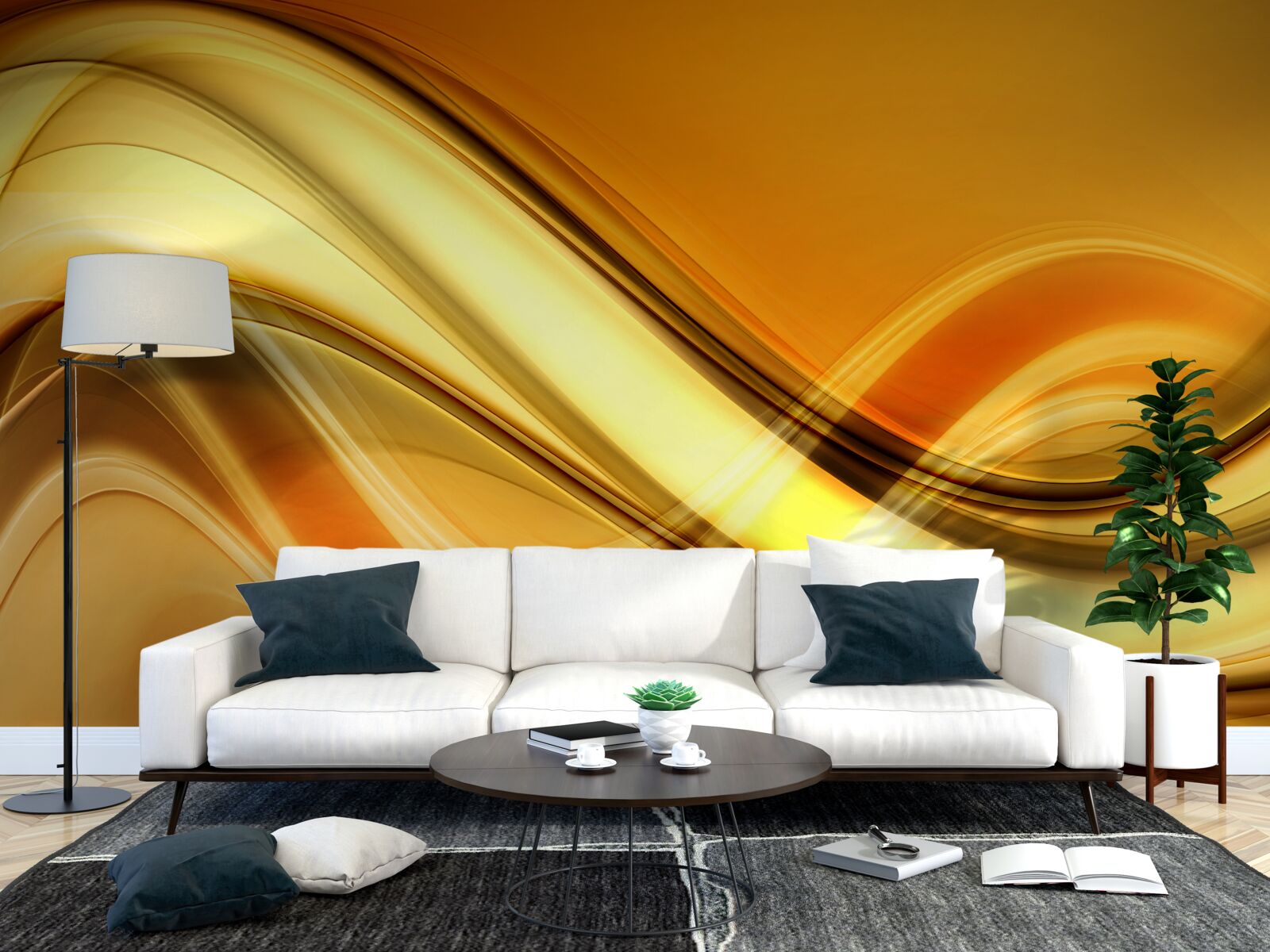 Фотошпалери лінії, що тягнуться до нескінченності на коричневій поверхні