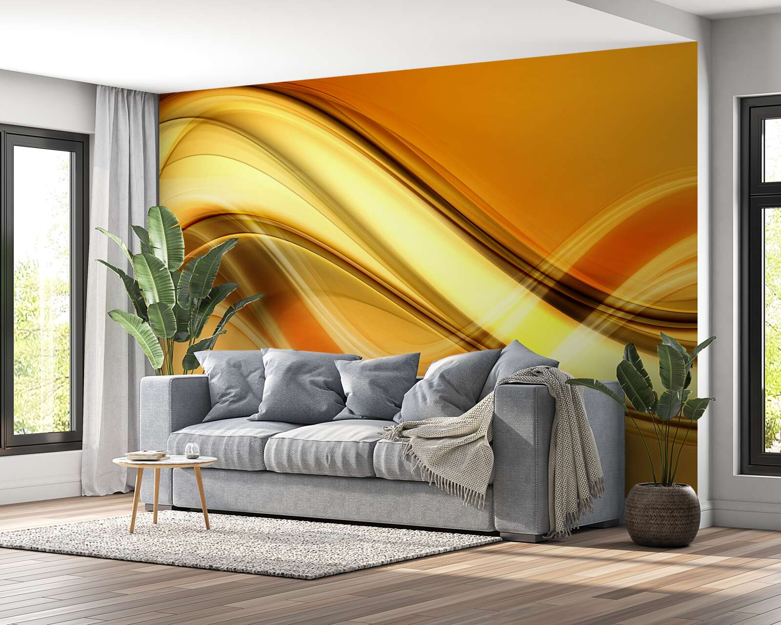 Фотошпалери лінії, що тягнуться до нескінченності на коричневій поверхні