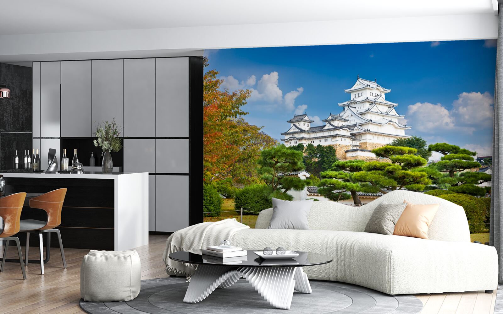 Фотошпалери Японський храм у горах, оточений зеленню