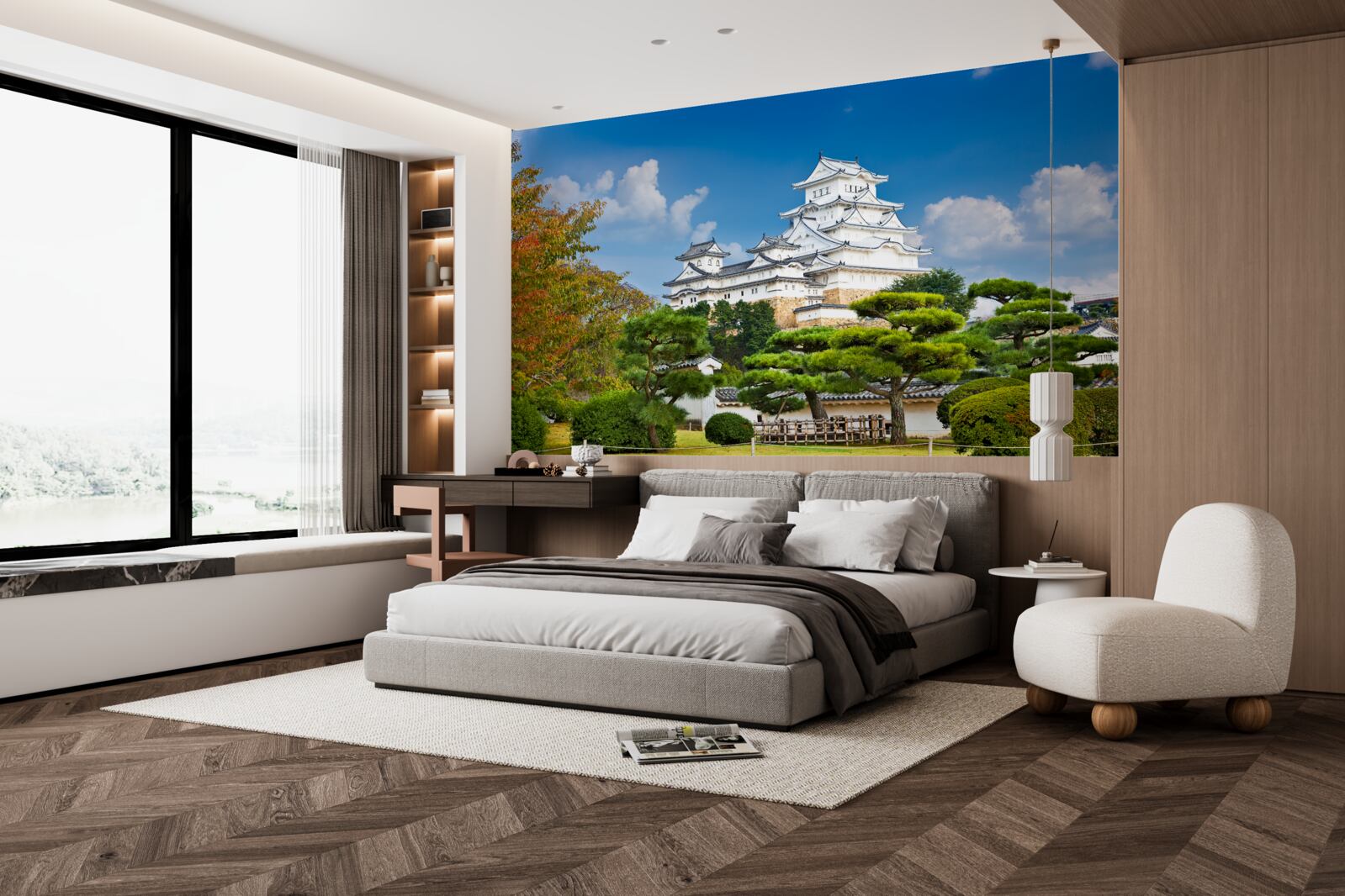 Фотошпалери Японський храм у горах, оточений зеленню