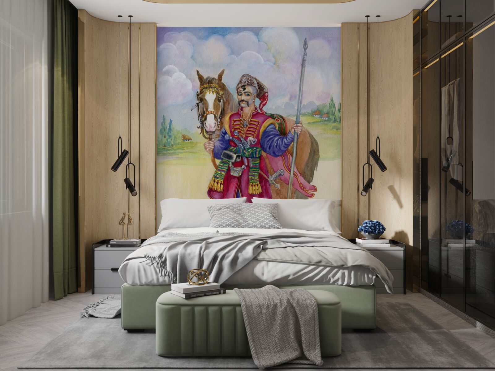 Фотошпалери молодий козак зі степу зі своїм конем