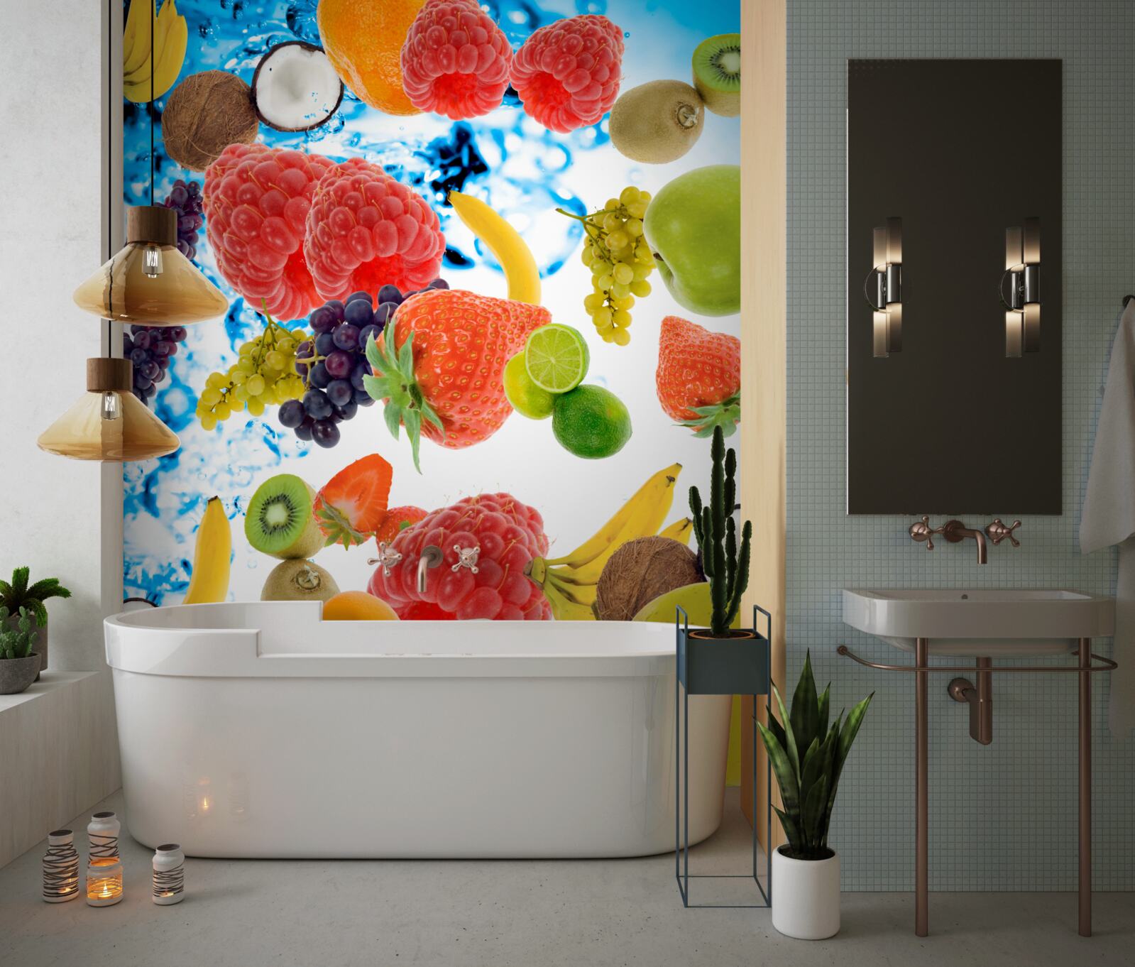 Фотошпалери свіжі літні фрукти у воді