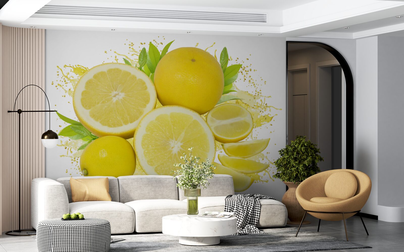 Фотошпалери світло-золотисті лимони