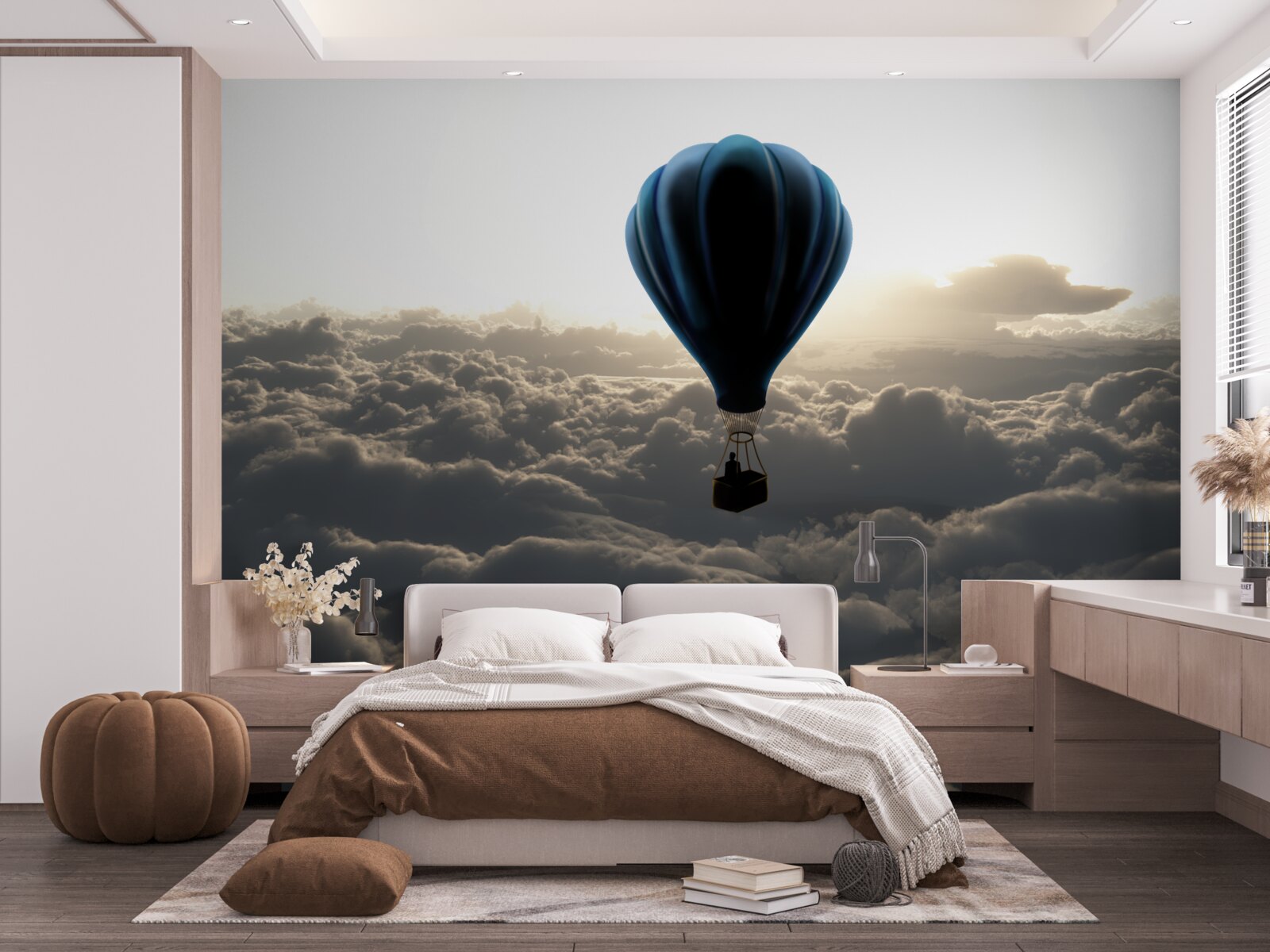 Фотошпалери куля піднімається високо над щільними хмарами