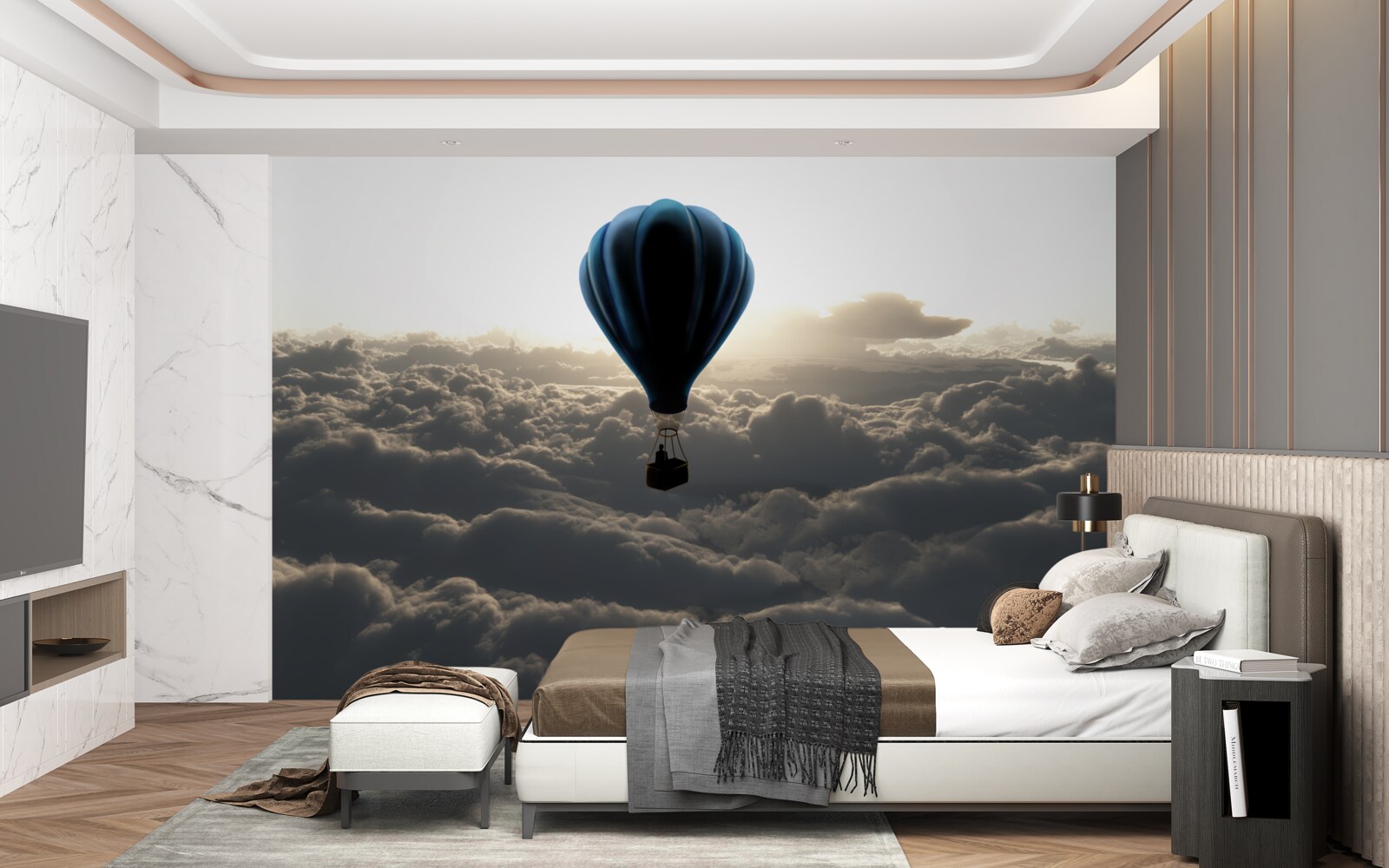 Фотошпалери куля піднімається високо над щільними хмарами