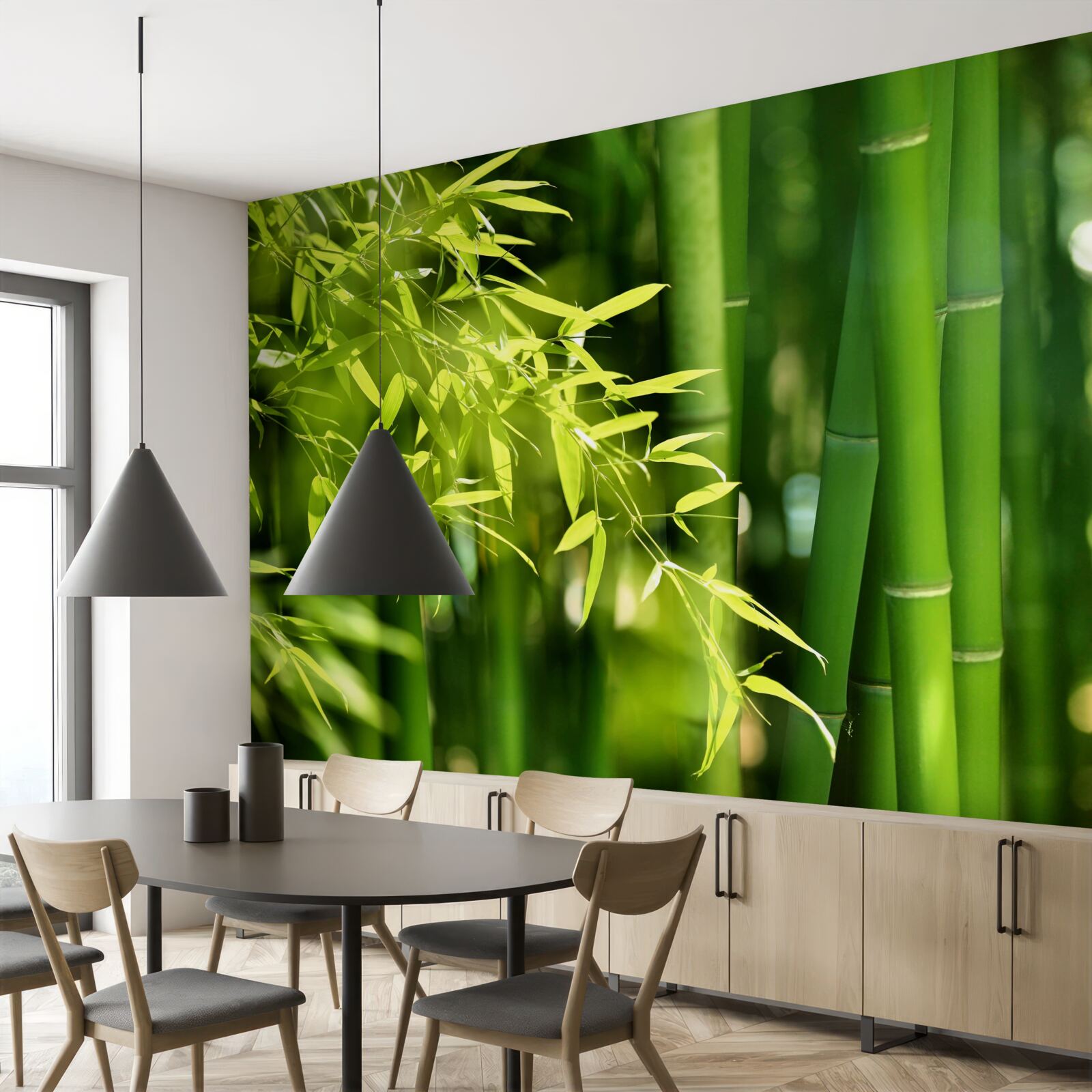 Фотошпалери зелені пагони молодого бамбука