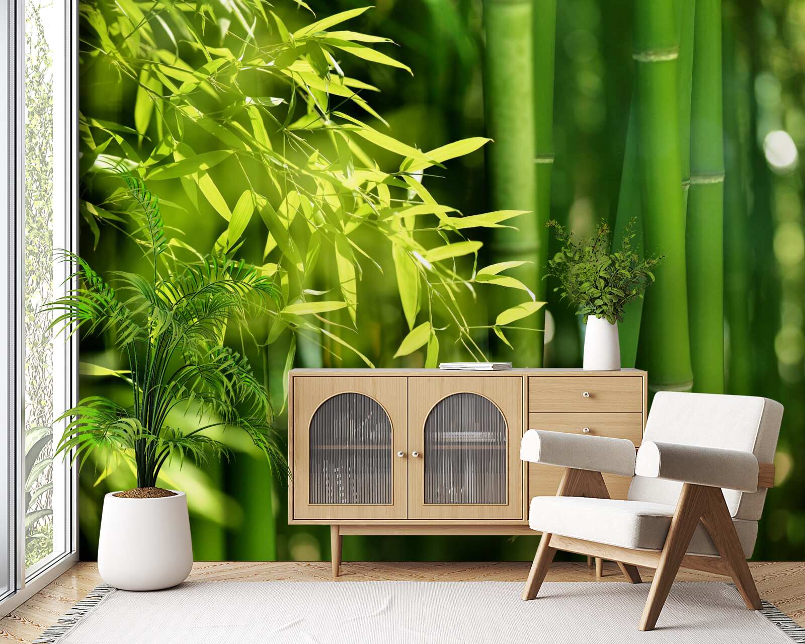 Фотошпалери зелені пагони молодого бамбука