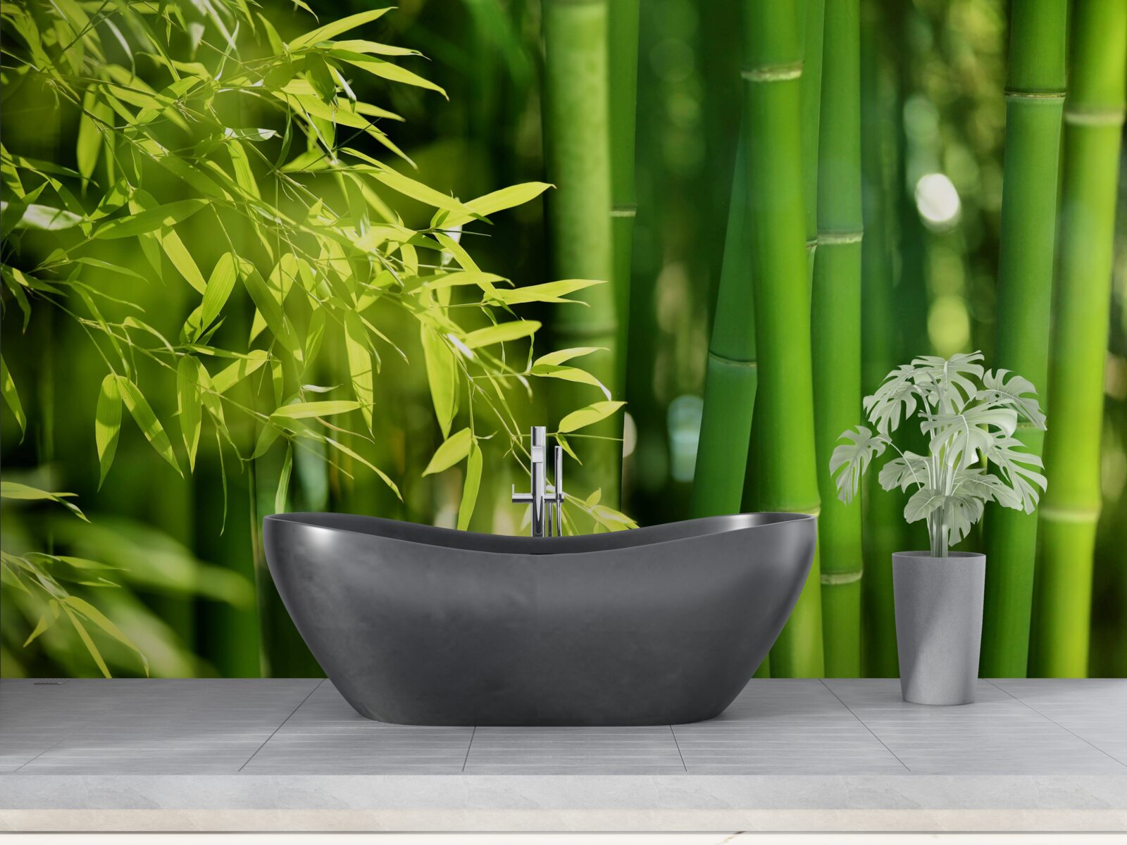 Фотошпалери зелені пагони молодого бамбука