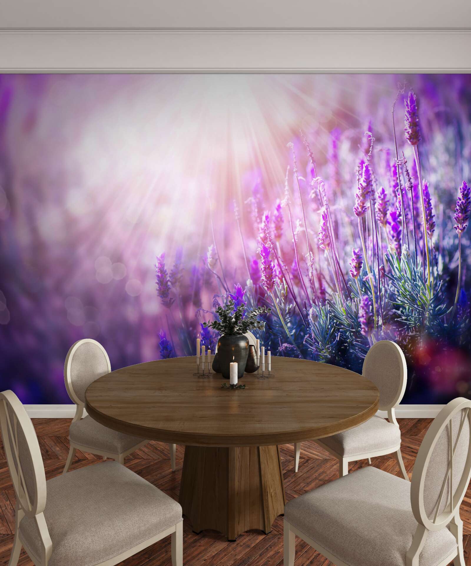 Фотошпалери сонячні промені освітлюють кущі лаванди