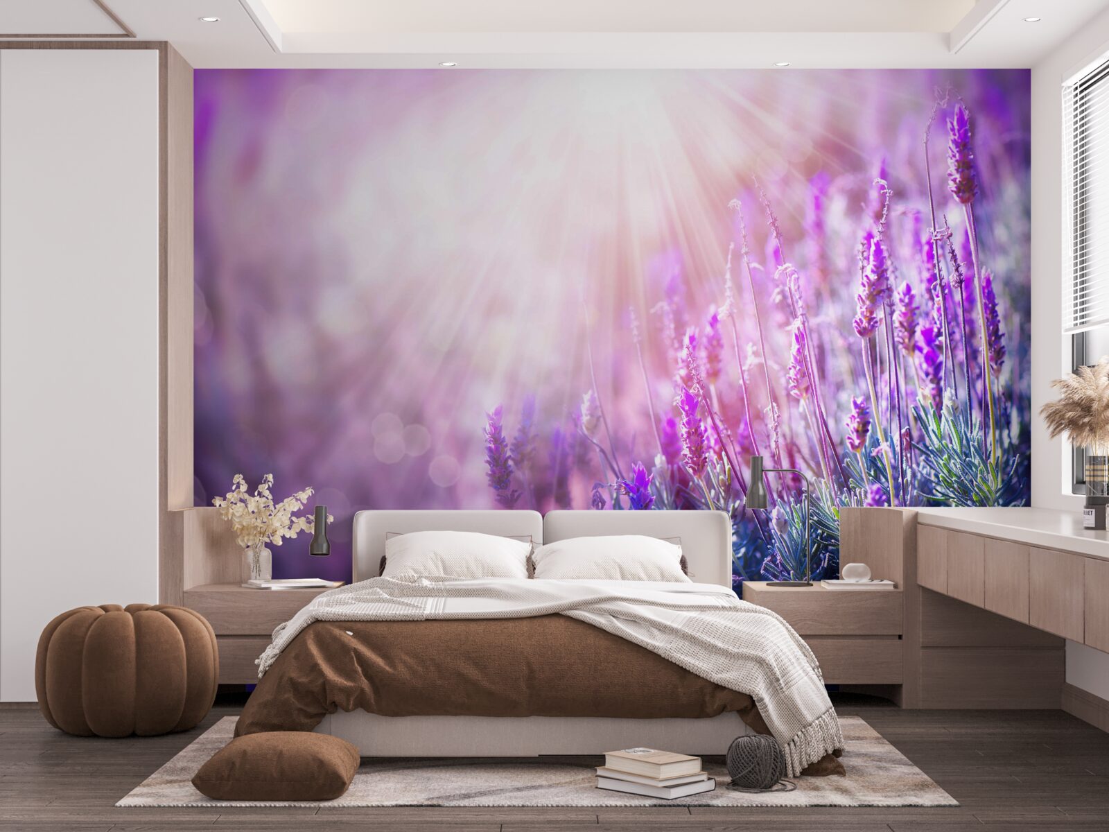 Фотошпалери сонячні промені освітлюють кущі лаванди