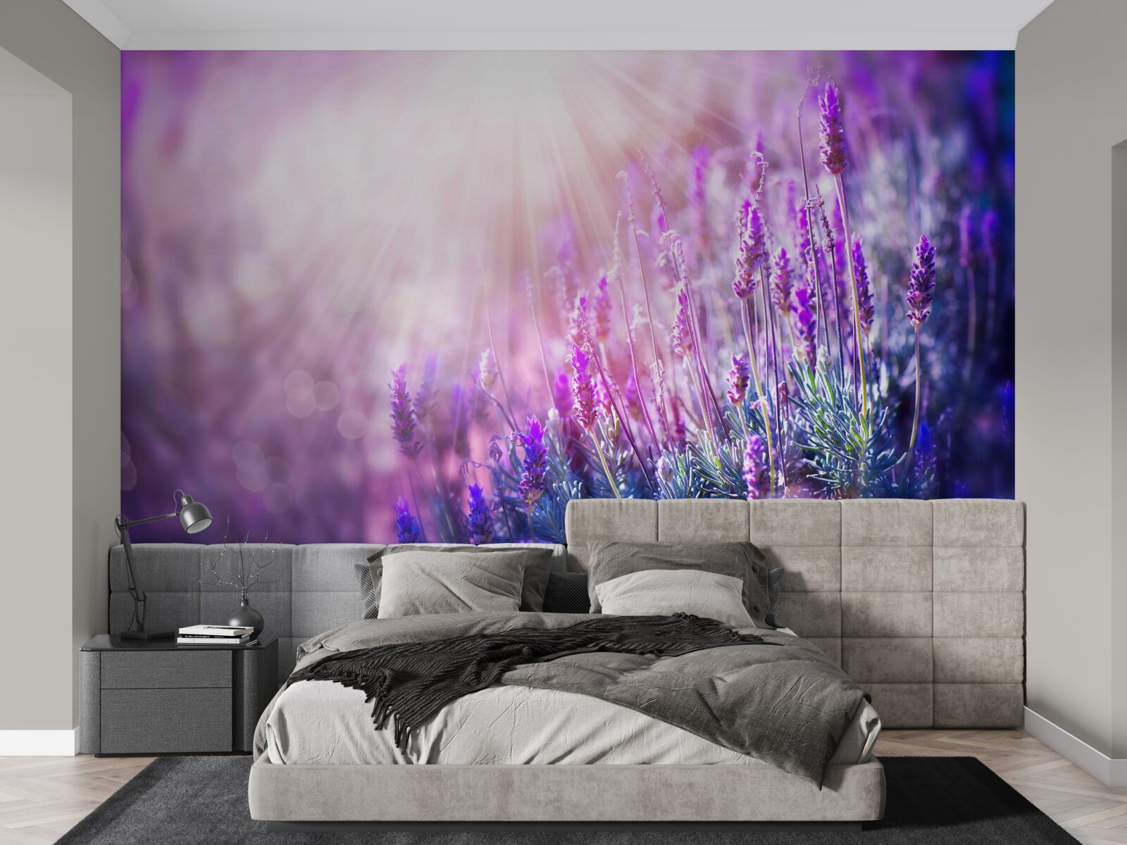 Фотошпалери сонячні промені освітлюють кущі лаванди