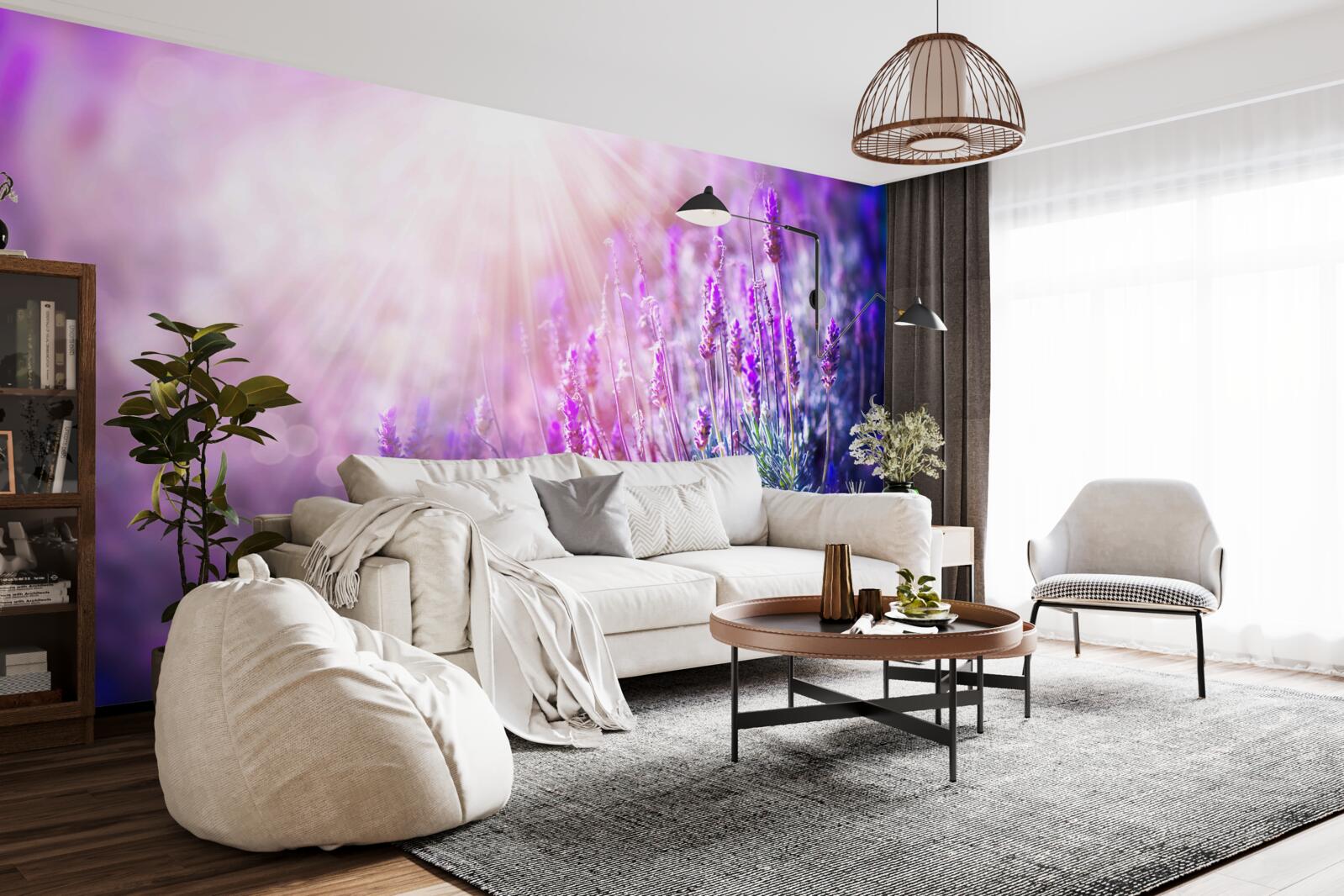 Фотошпалери сонячні промені освітлюють кущі лаванди