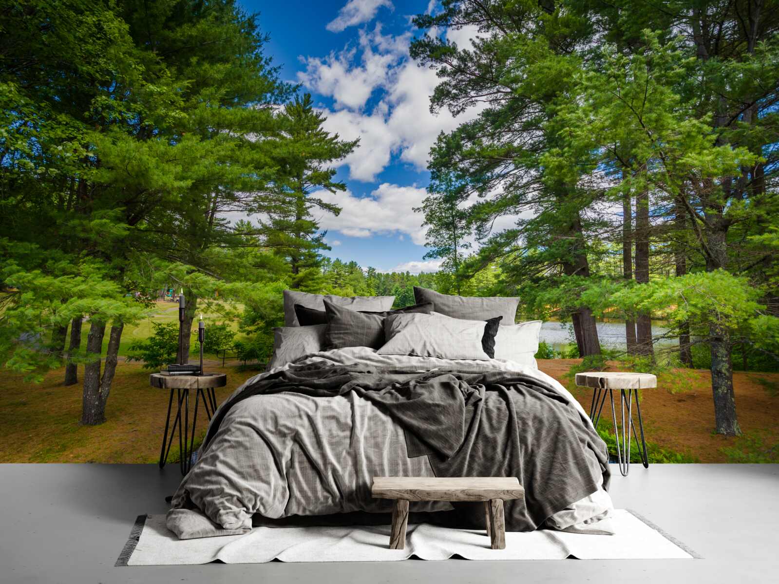 Фотошпалери швидкий потік крізь смарагдовий ліс