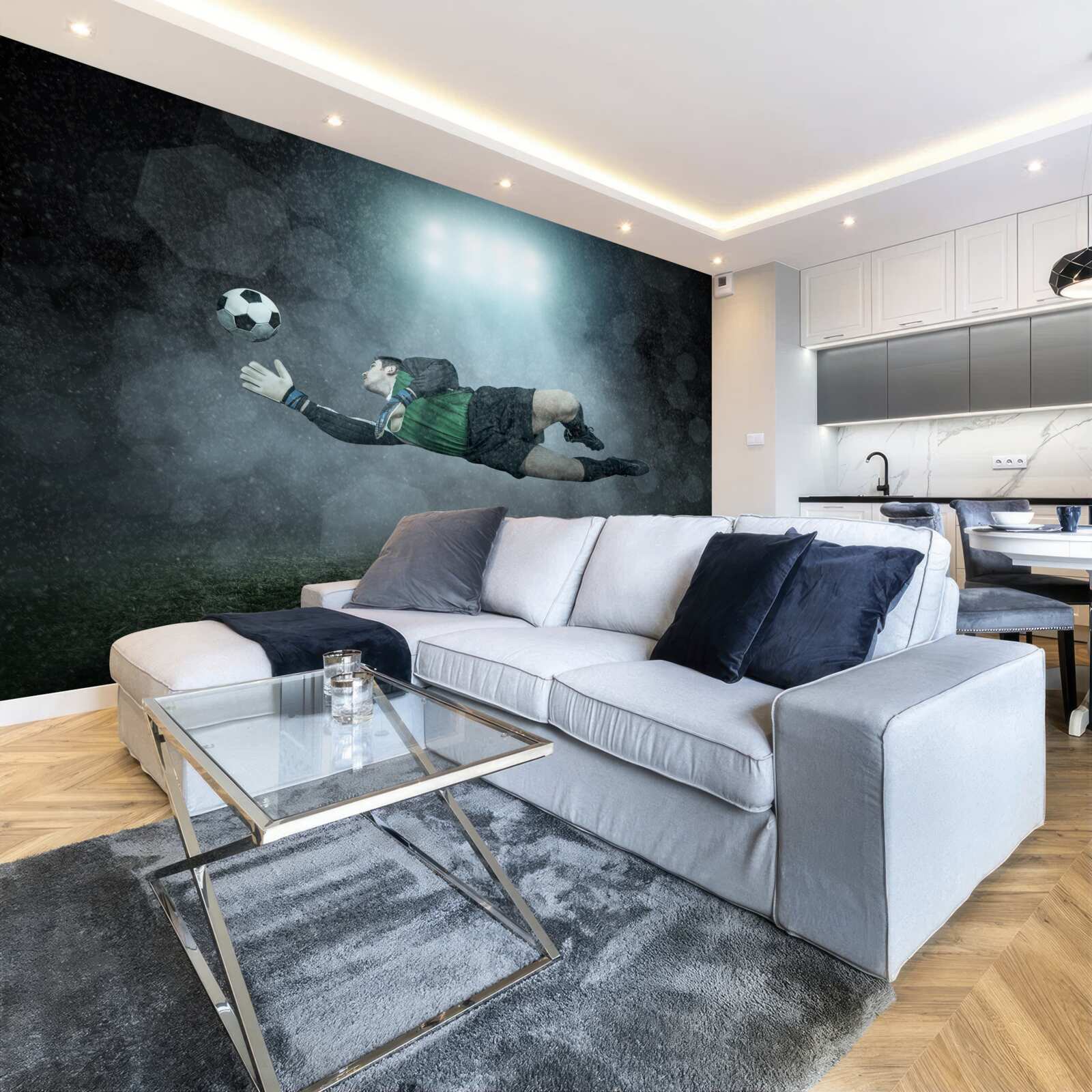 Фотошпалери воротар перехоплює м'яч у польоті