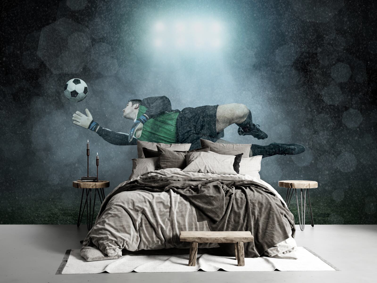 Фотошпалери воротар перехоплює м'яч у польоті