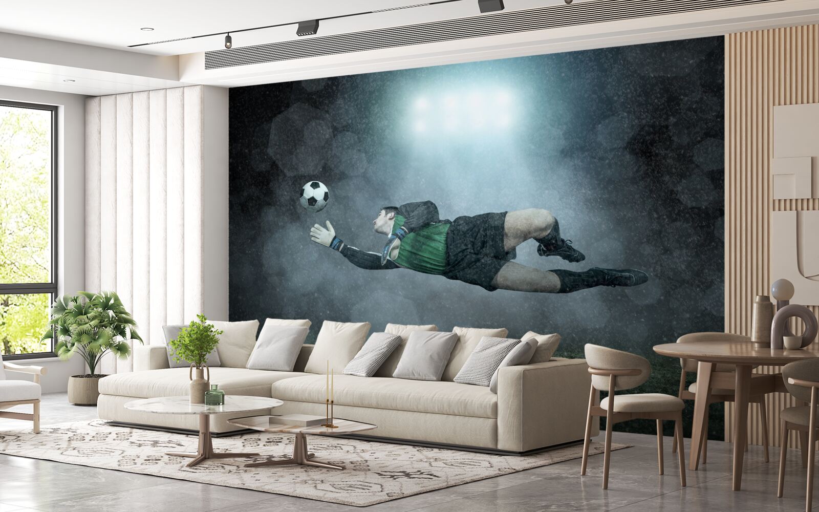 Фотошпалери воротар перехоплює м'яч у польоті