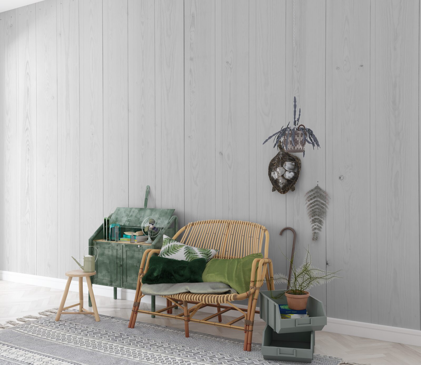 Фотошпалери білий паркет, покладений у вертикальному напрямку