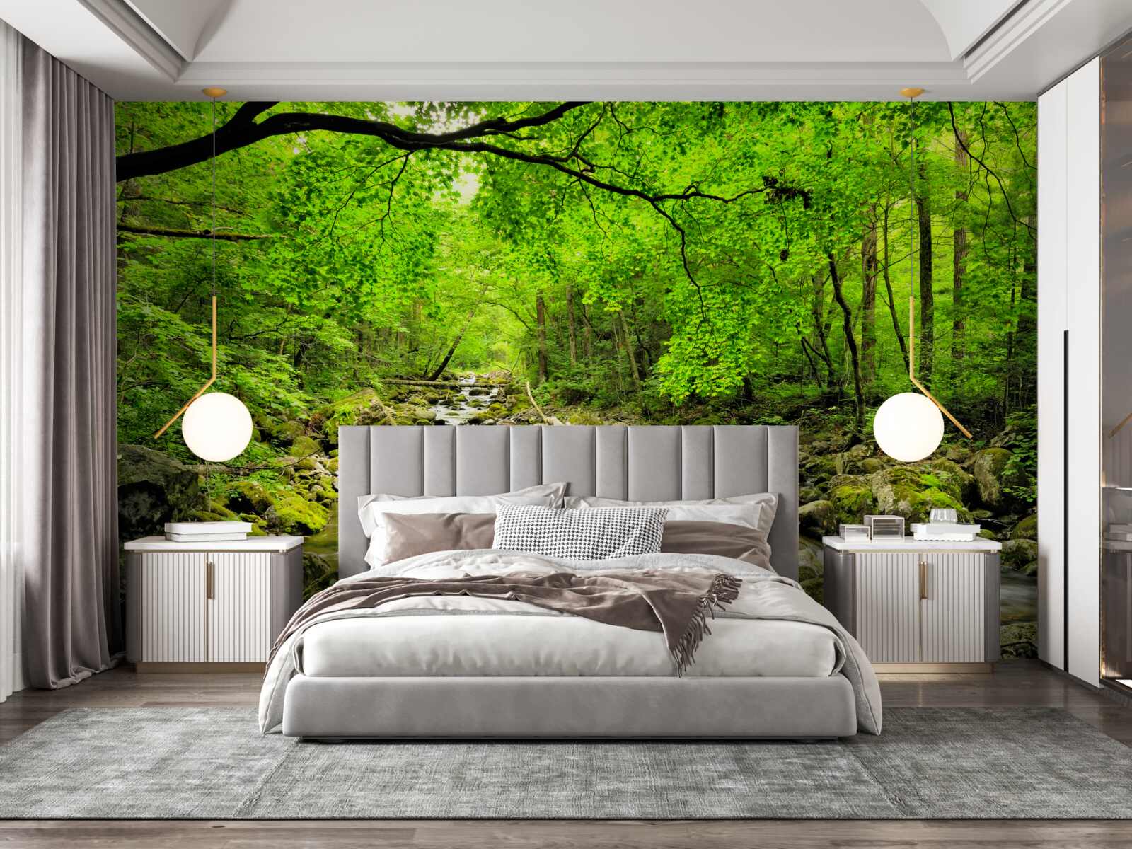 Фотошпалери тихий струмок крізь лісову гущавину