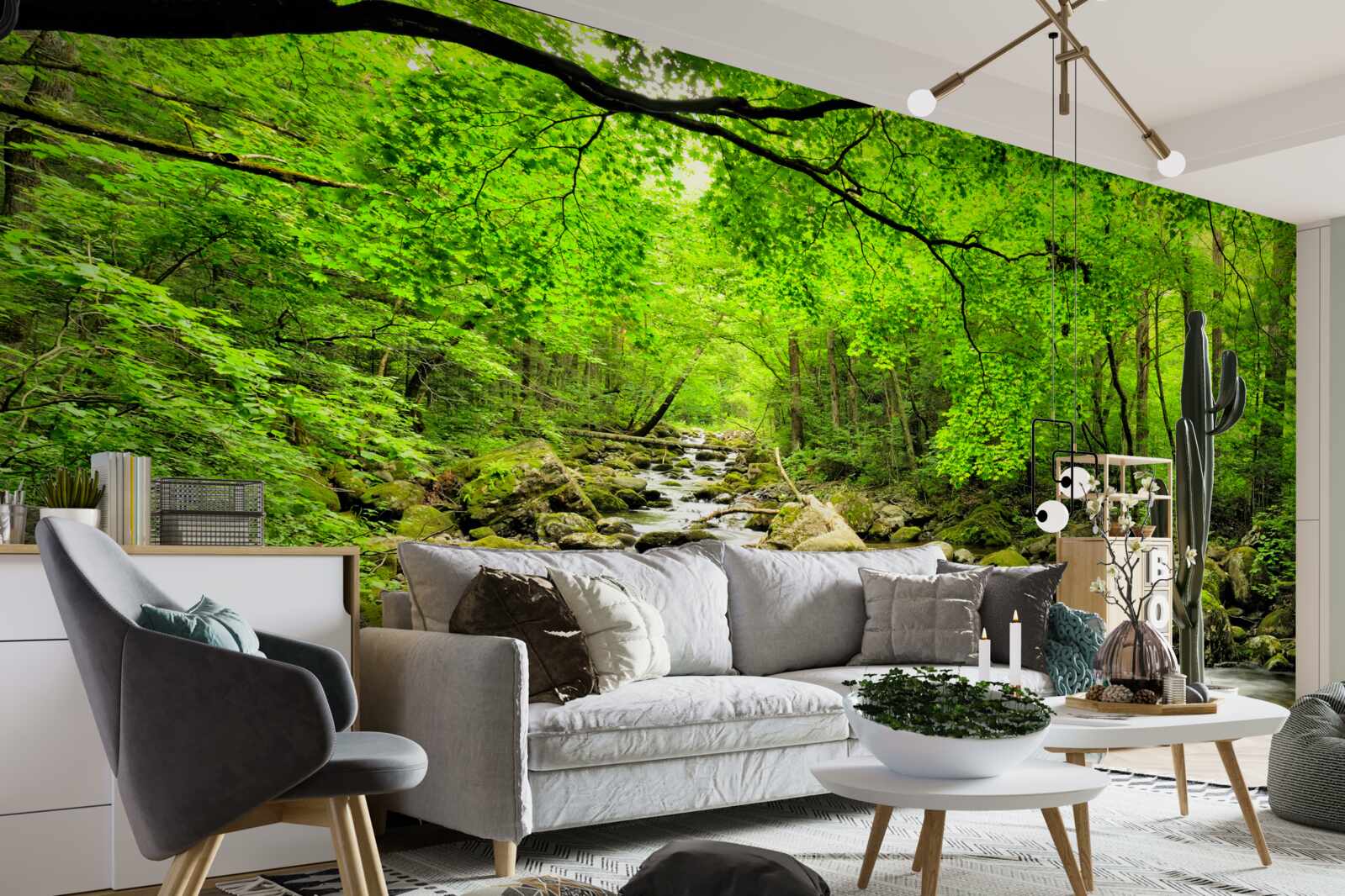 Фотошпалери тихий струмок крізь лісову гущавину