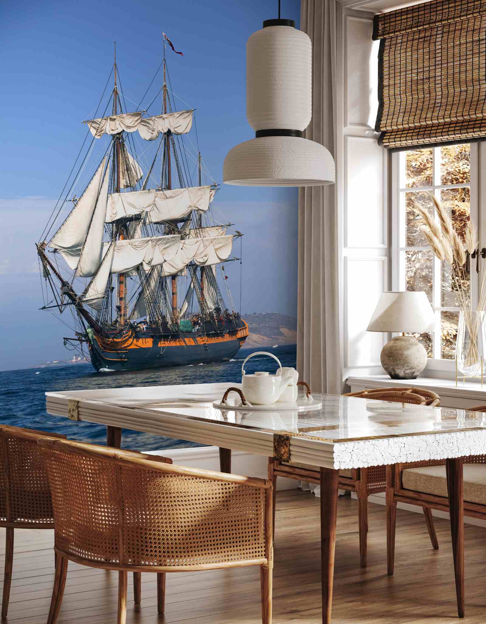 Фотошпалери великий вітрильник, що чекає на вітер