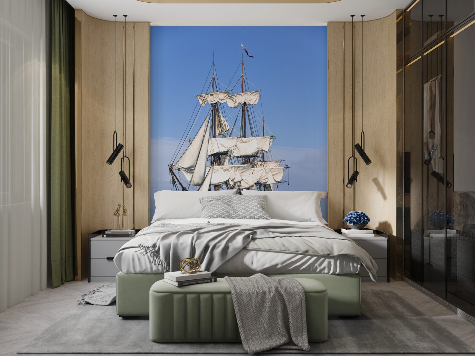 Фотошпалери великий вітрильник, що чекає на вітер