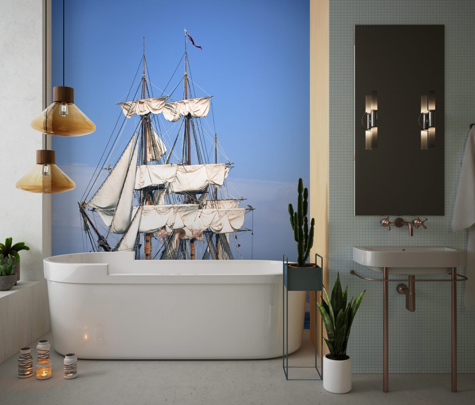 Фотошпалери великий вітрильник, що чекає на вітер