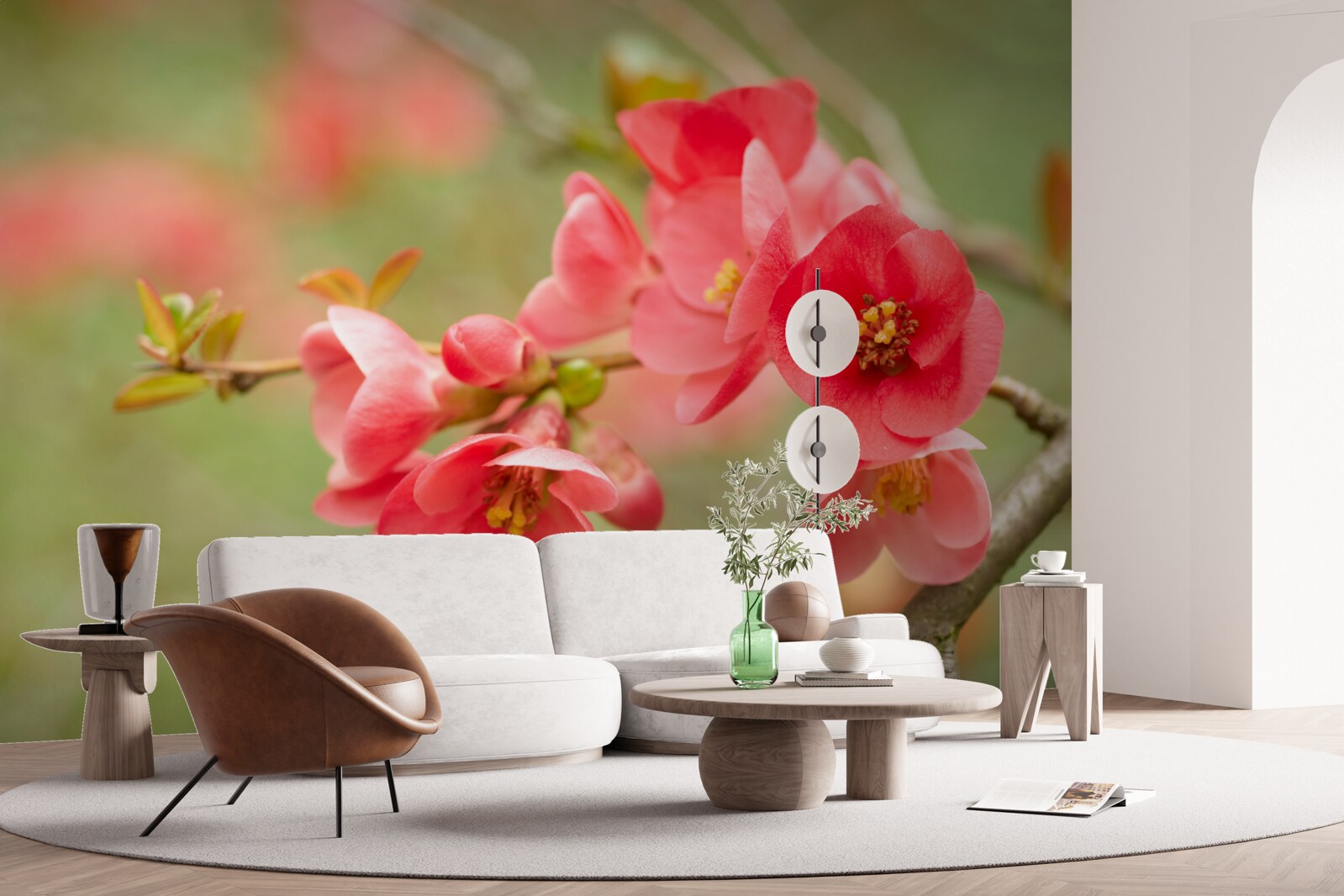 Фотошпалери червоні квіти на дереві