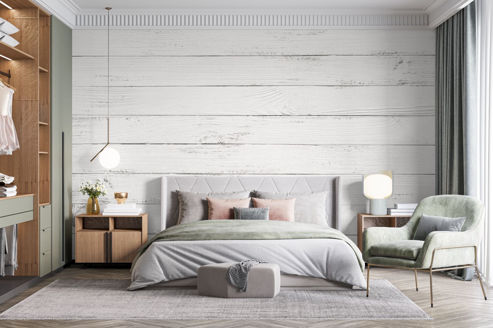 Фотошпалери білі дошки, розташовані горизонтально