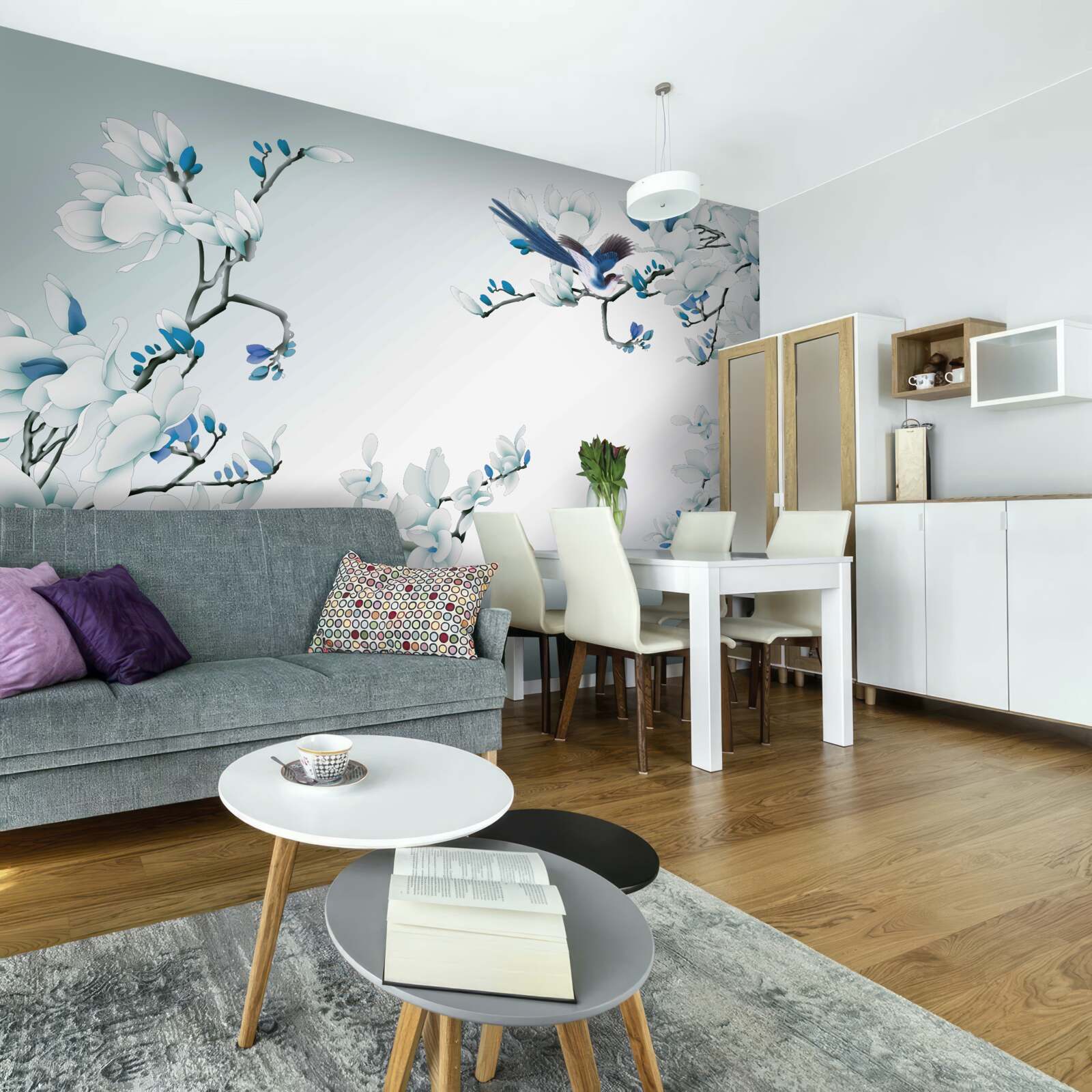 Фотошпалери білі гілки з пагонами