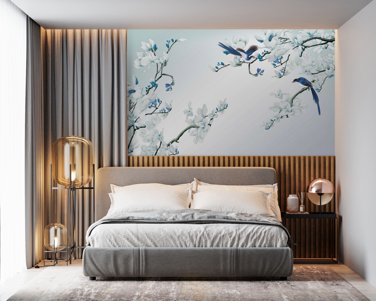 Фотошпалери білі гілки з пагонами