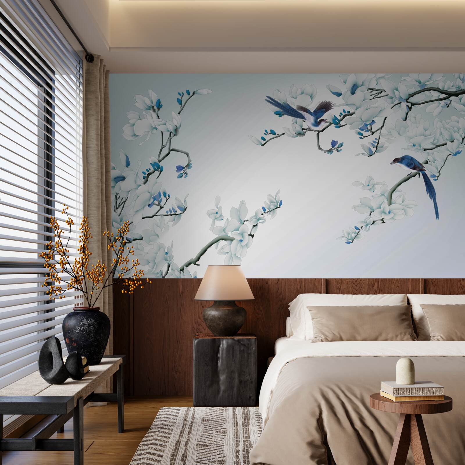 Фотошпалери білі гілки з пагонами