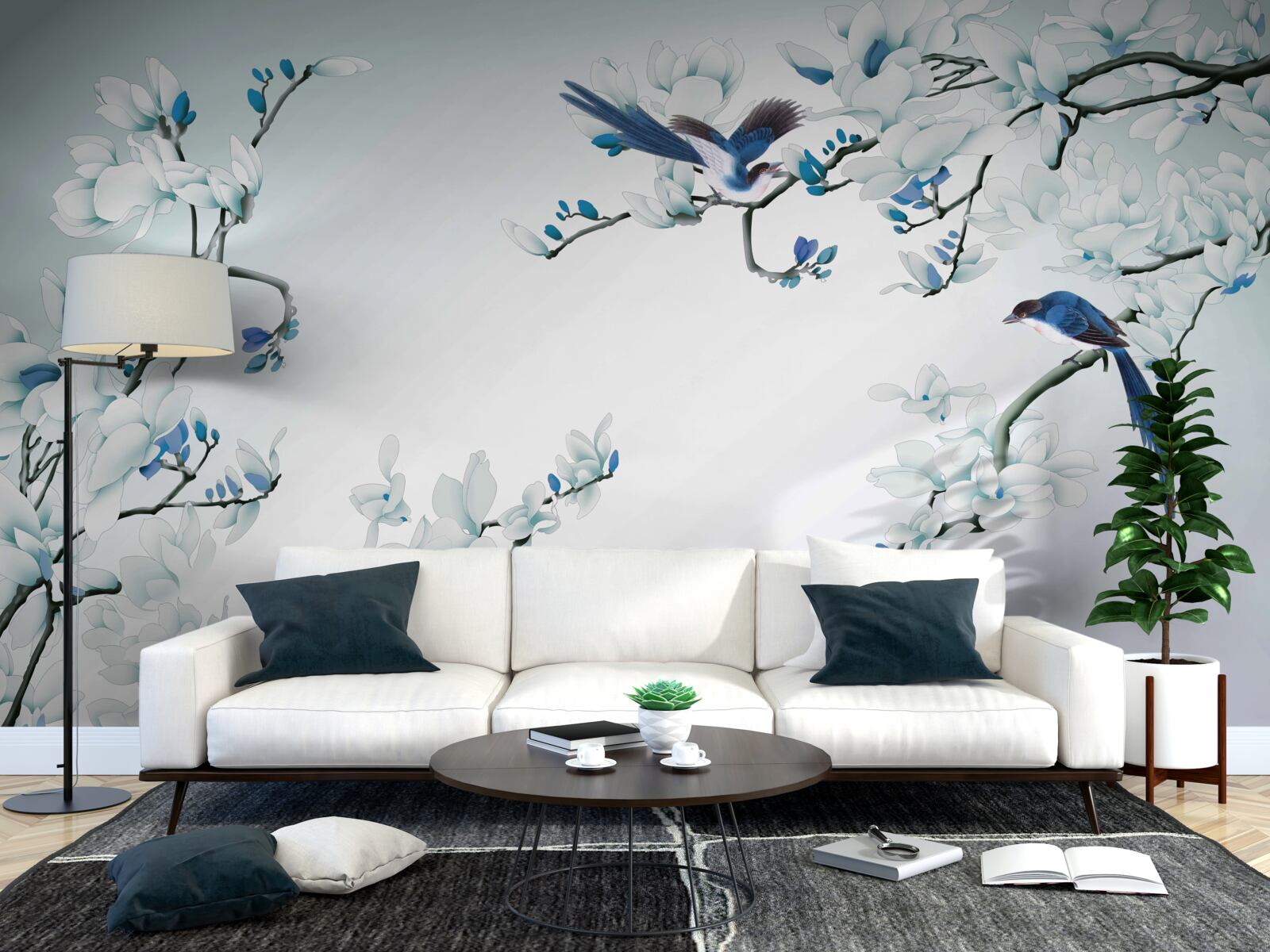 Фотошпалери білі гілки з пагонами