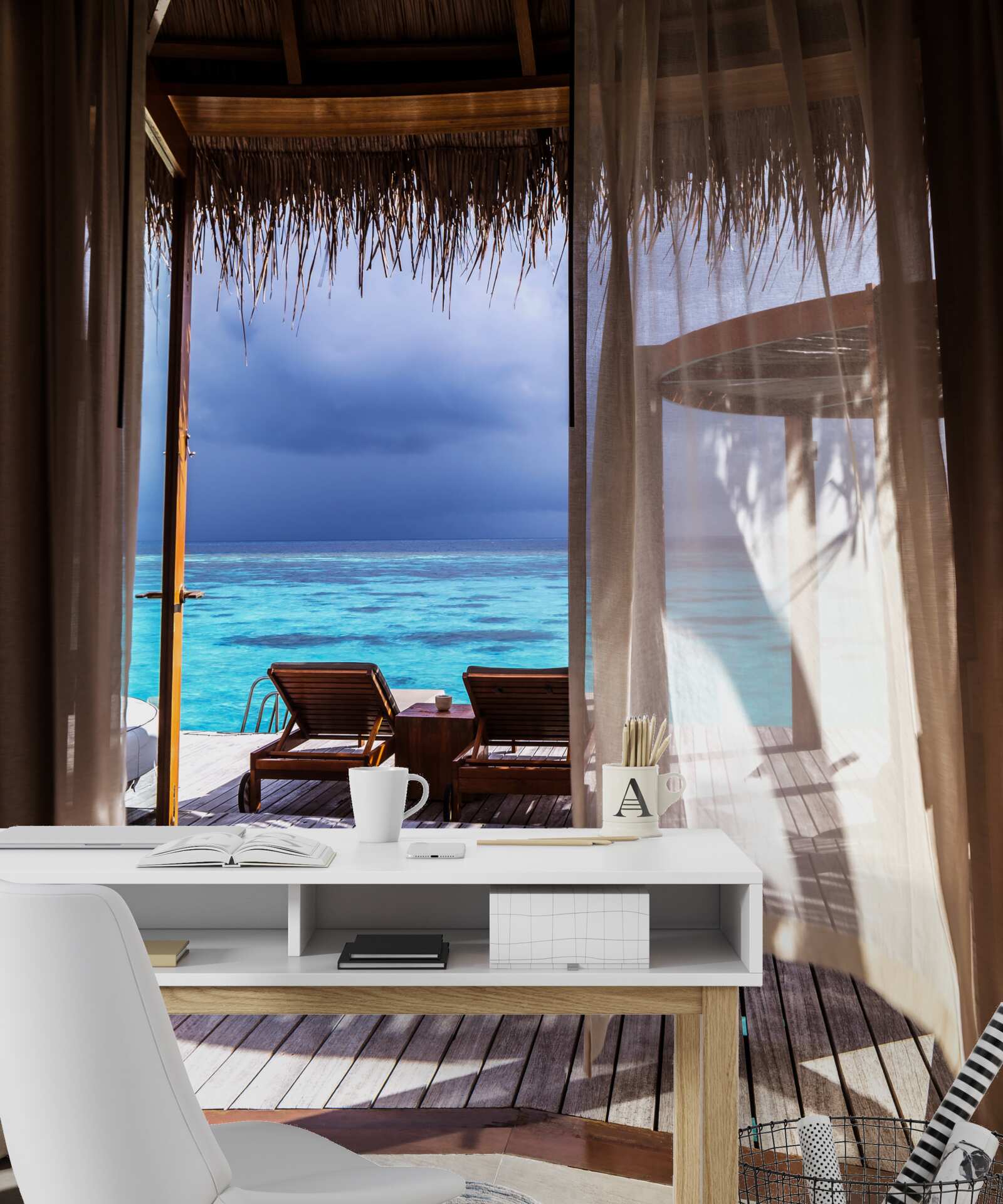 Фотошпалери балкон з видом на океан