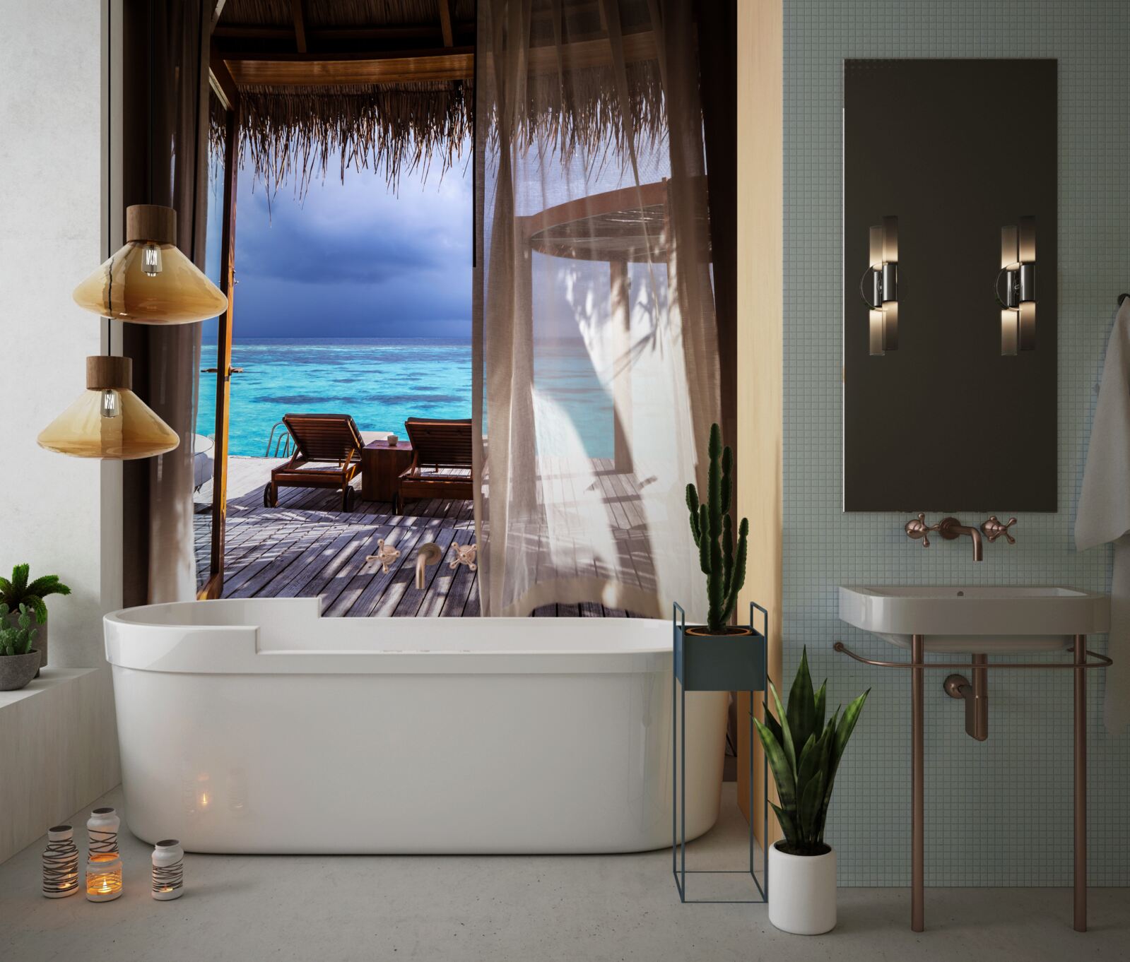 Фотошпалери балкон з видом на океан