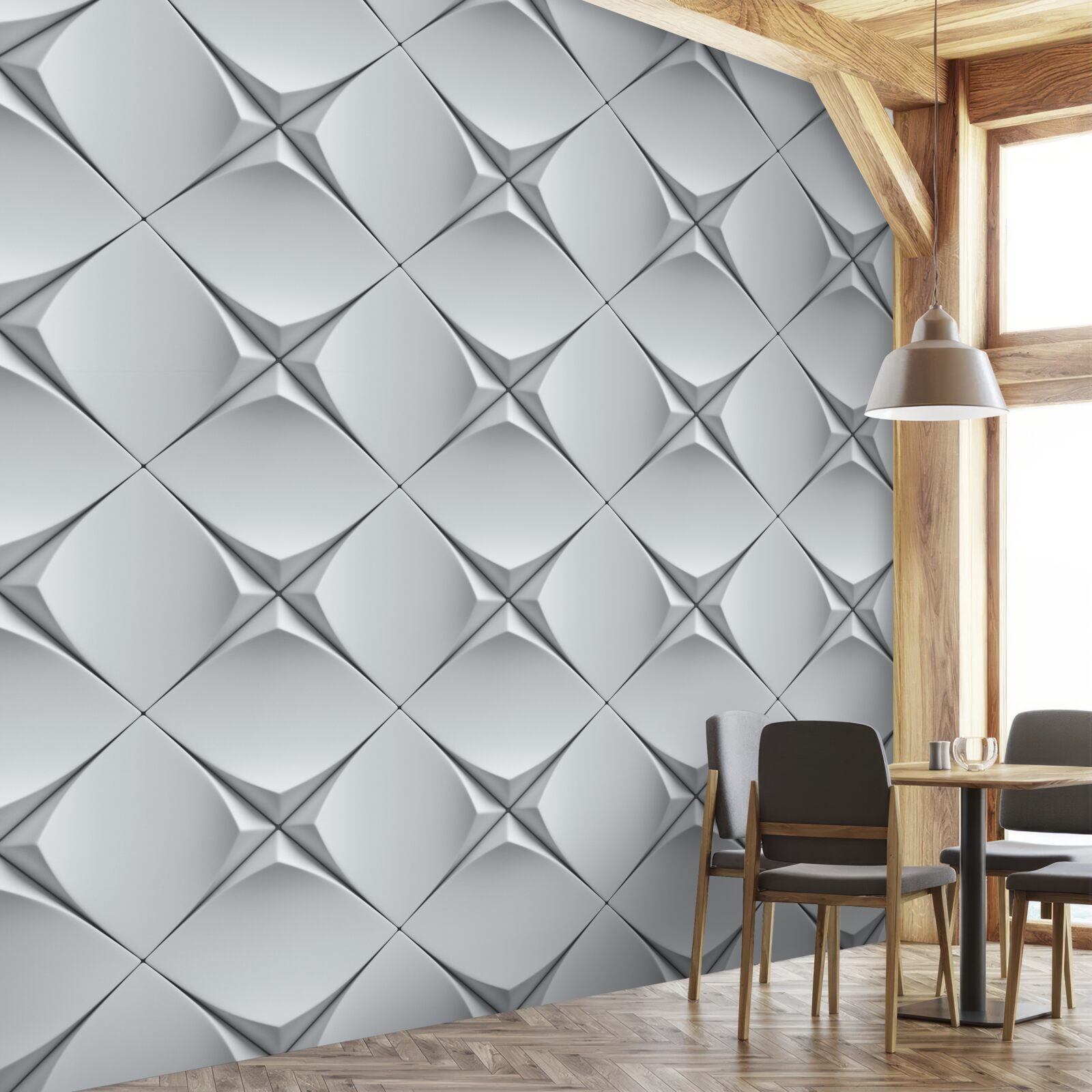 Фотошпалери фон, що складається з білих фігур в абстракції