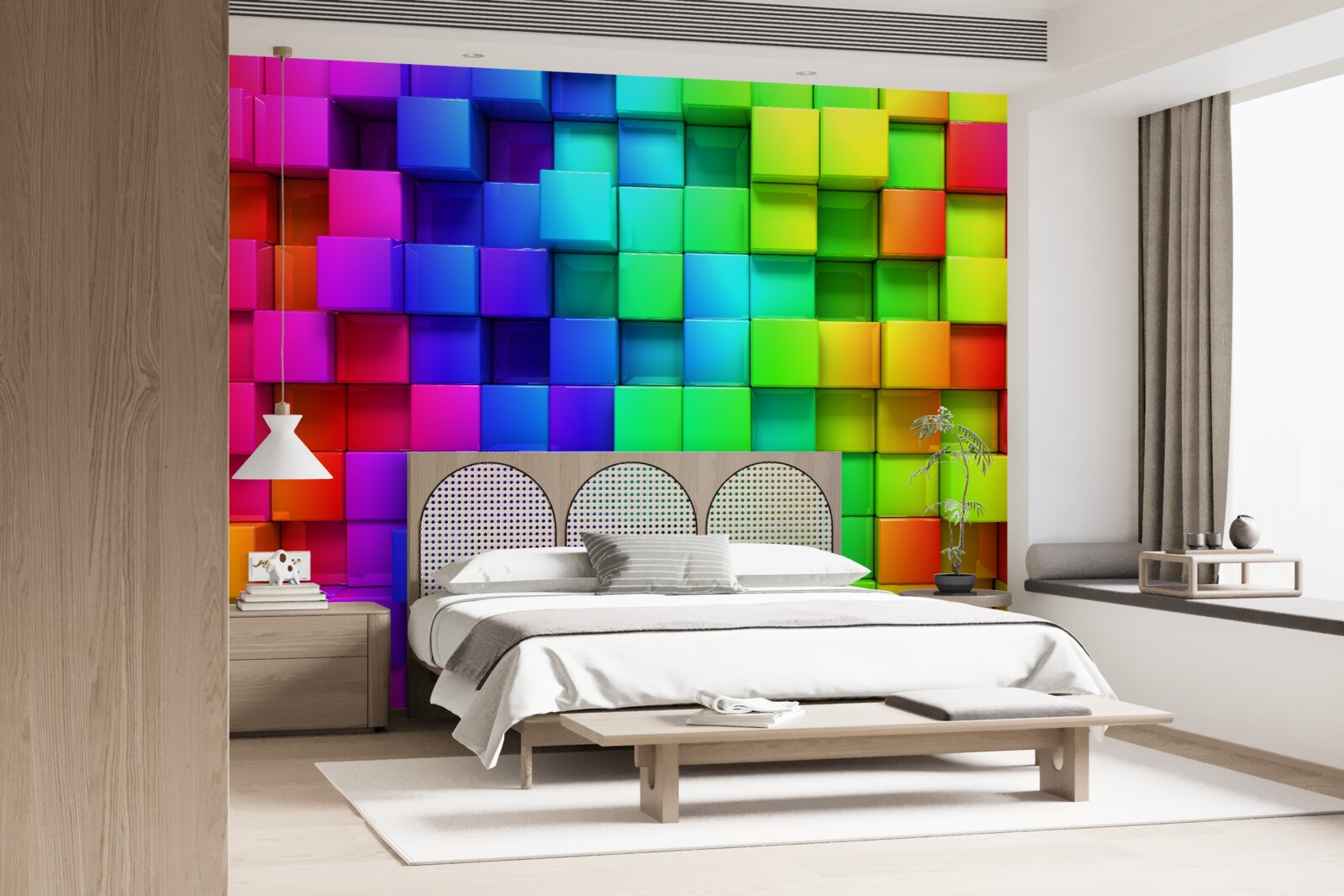 Фотошпалери 3d кубики в насичених кольорах