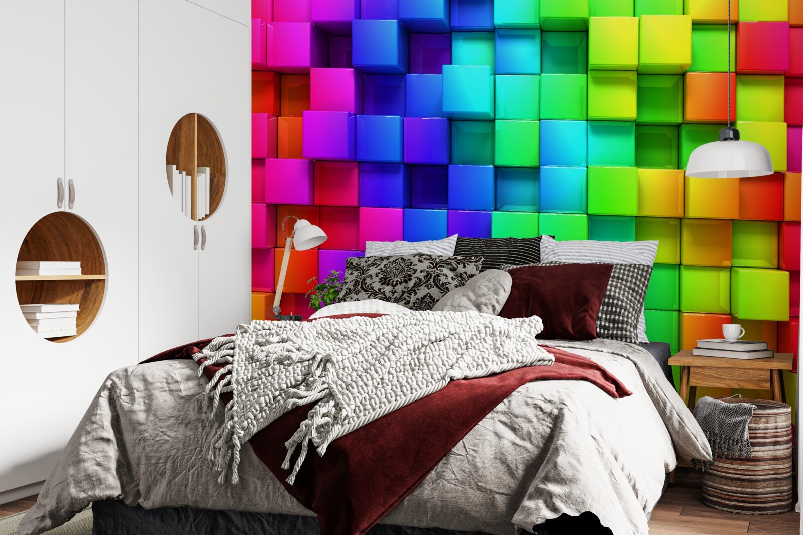 Фотошпалери 3d кубики в насичених кольорах