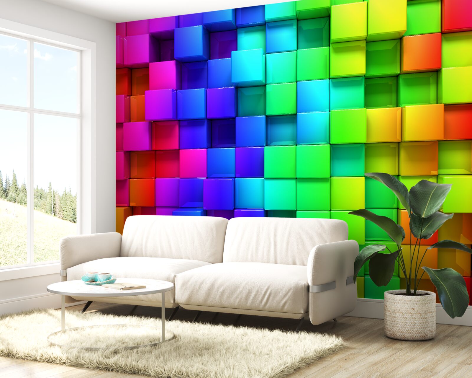 Фотошпалери 3d кубики в насичених кольорах
